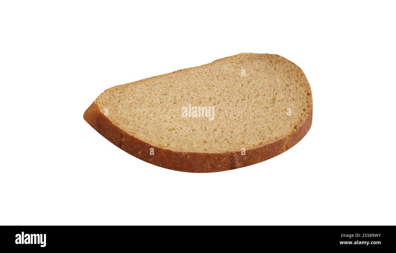 Tranche de pain de blé de seigle isolée sur un fond blanc Banque D'Images