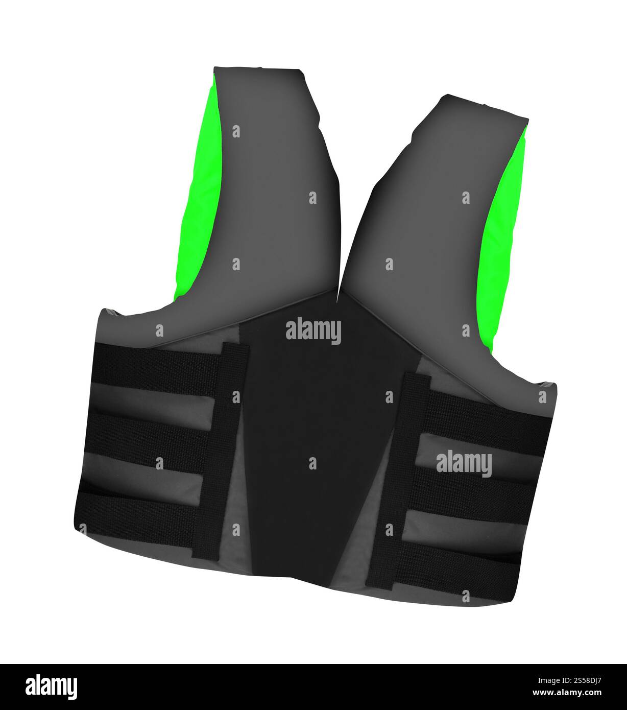 gilet de sauvetage vert sur blanc Banque D'Images