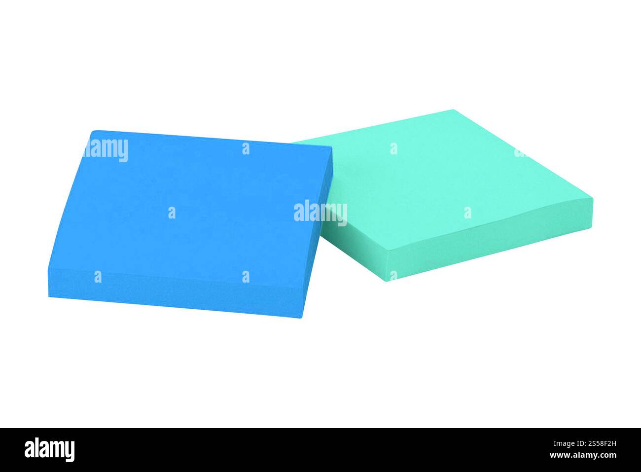 Notes adhésives isolées sur fond blanc Banque D'Images