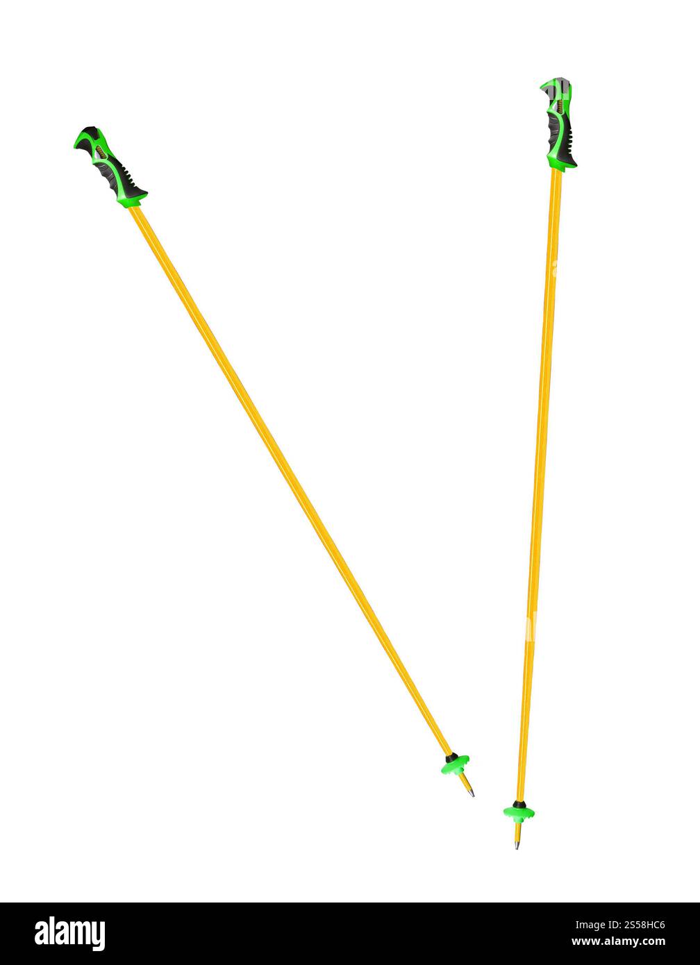 bâtons de randonnée avec de grandes tasses à neige isolés. bâtons de randonnée avec de grandes tasses à neige Banque D'Images