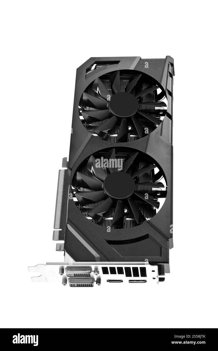 carte vidéo isolée sur fond blanc. carte vidéo isolée sur blanc Banque D'Images