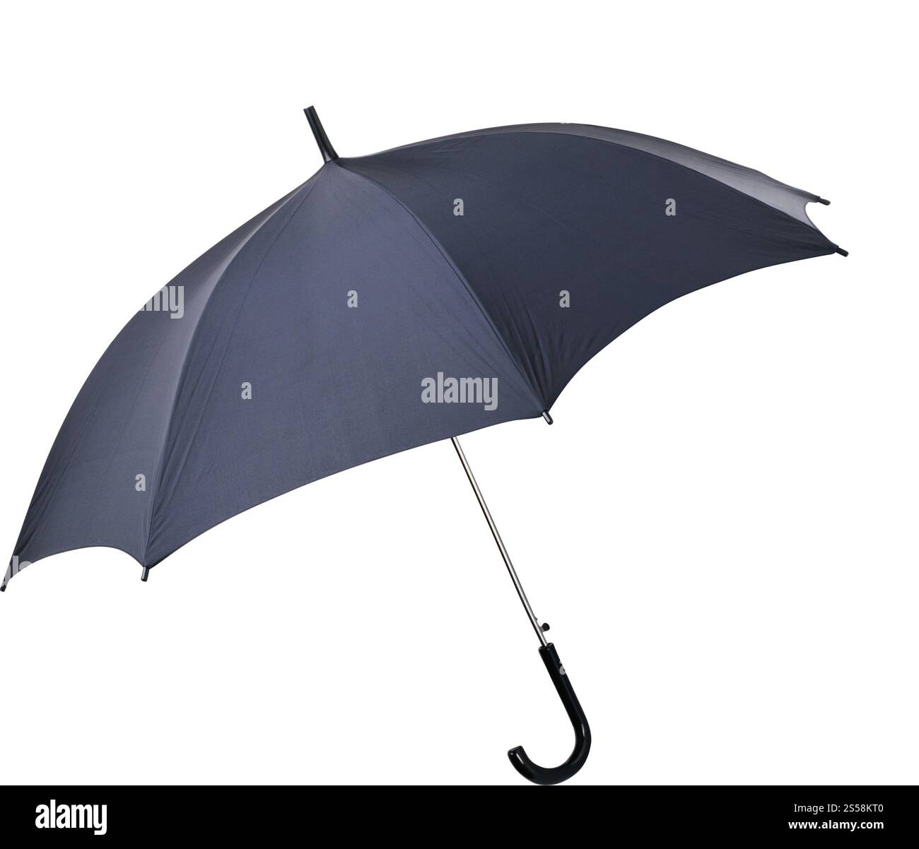 Parapluie noir sur fond blanc. Parapluie noir Banque D'Images