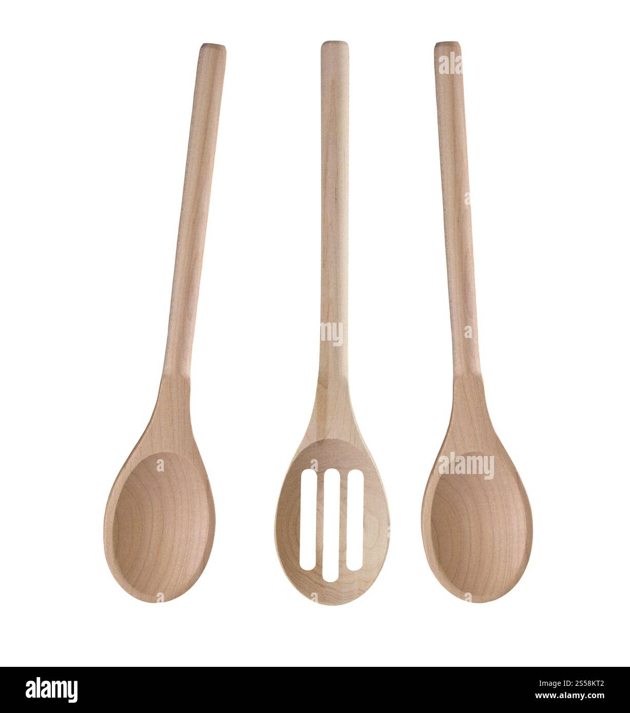 Ustensiles de cuisine en bois isolés sur fond blanc. Ustensiles de cuisine en bois isolés Banque D'Images