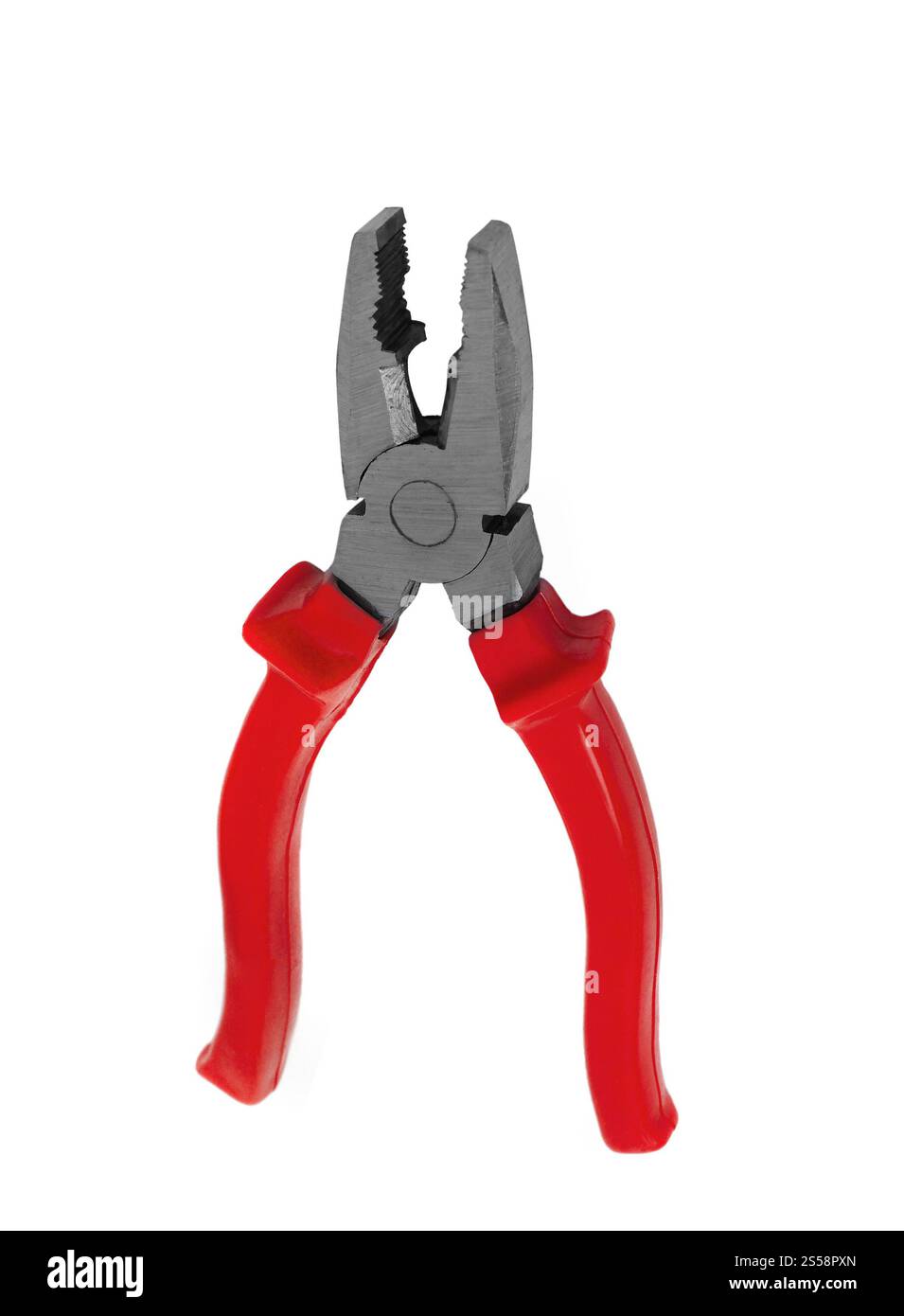 pinces avec poignées rouges isolées sur blanc. pinces avec poignées rouges Banque D'Images