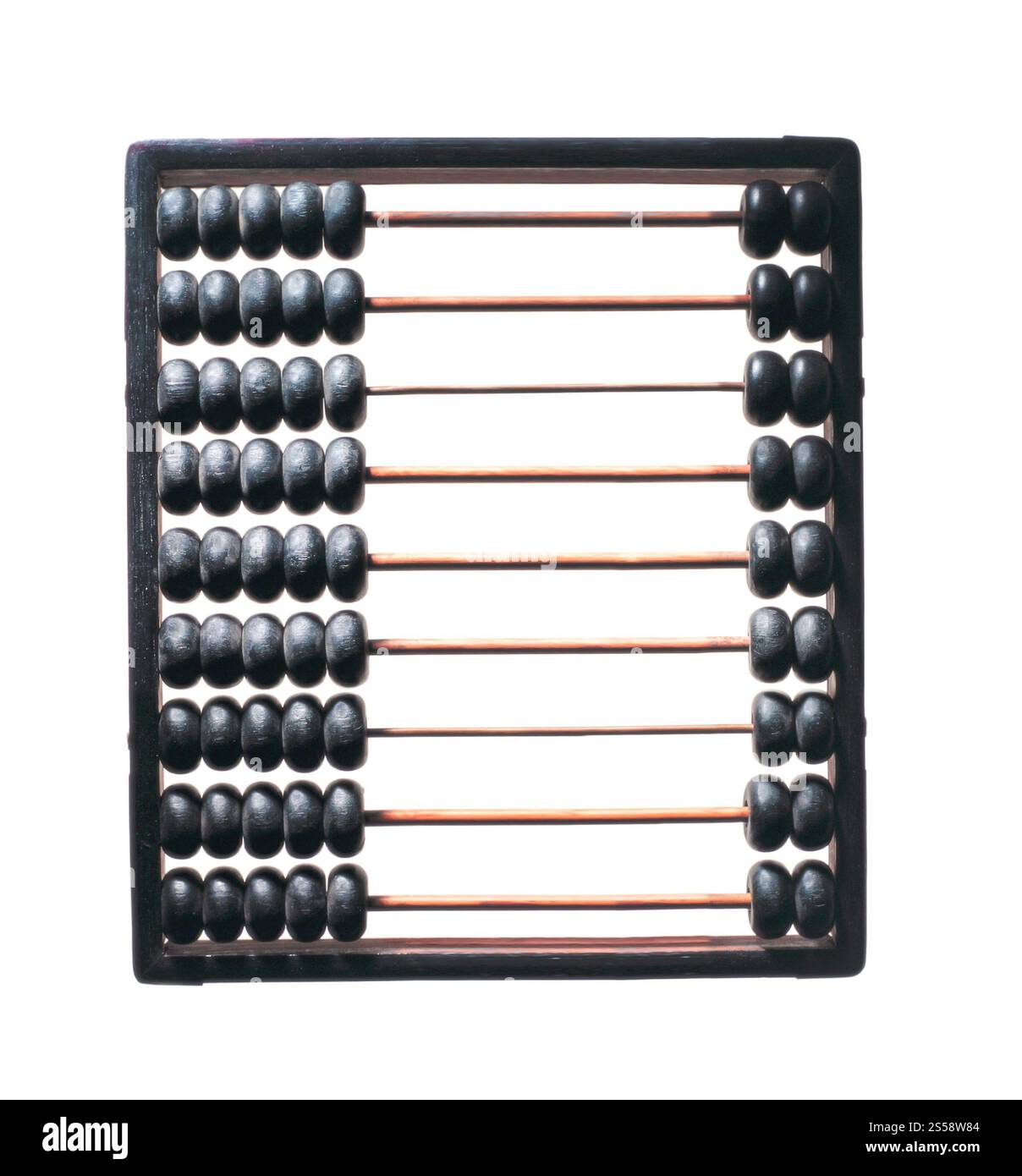 Abaque en bois isolé sur fond blanc. Boulier en bois Banque D'Images