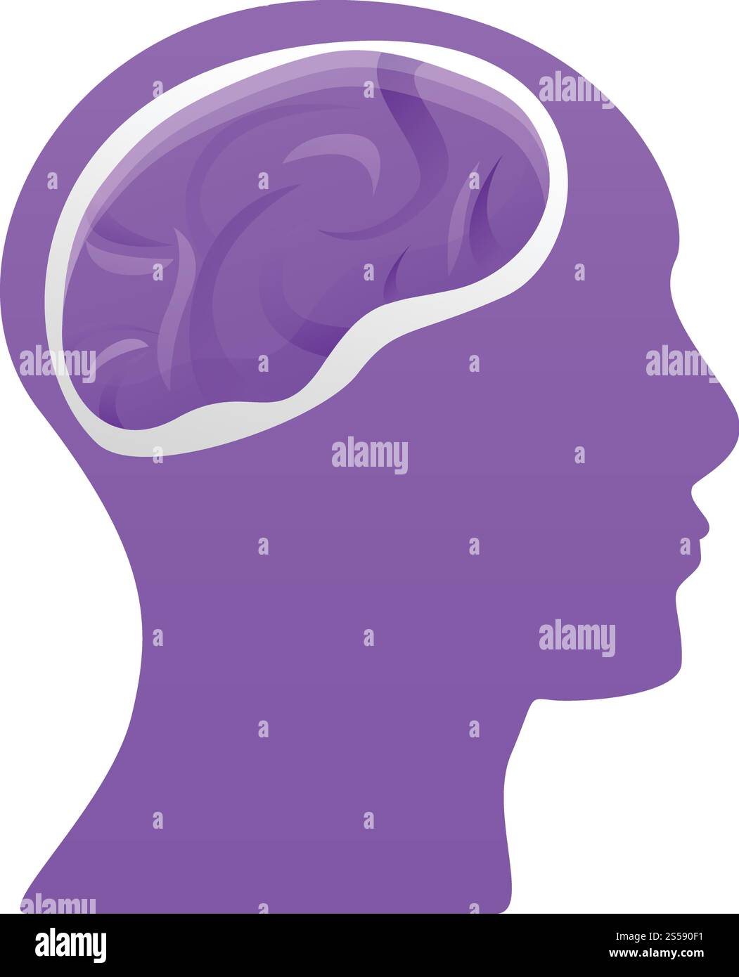 Icône cerveau dans la tête. Dessin animé de cerveau dans l'icône de vecteur de tête pour la conception de Web isolé sur fond blanc. Cerveau dans l'icône de tête, style de dessin animé Illustration de Vecteur