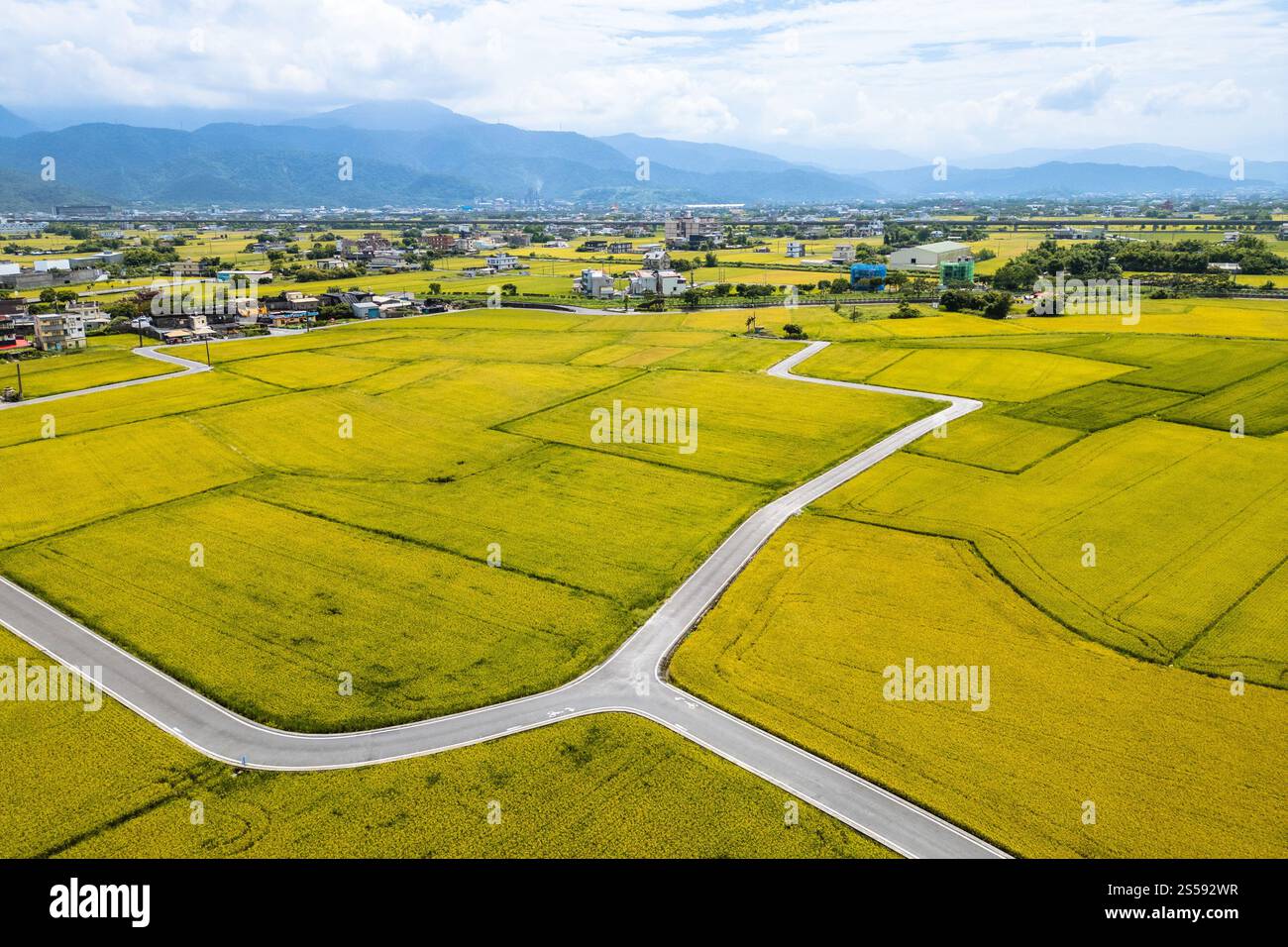 Vue aérienne du village de Sanqi dans le township de Dongshan à Yilan, Taiwan Banque D'Images