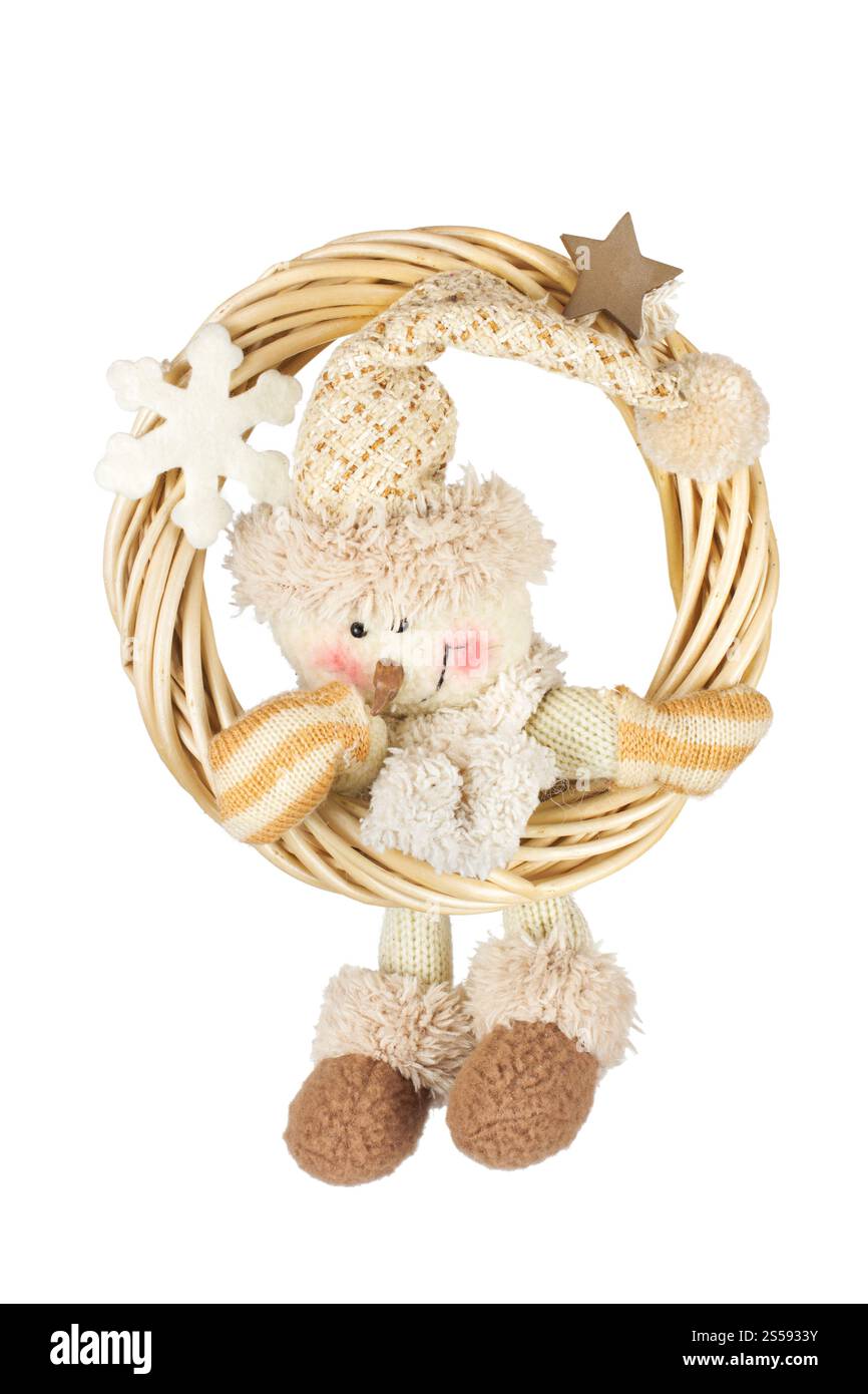 Bonhomme de neige de Noël isolé sur fond blanc. Bonhomme de neige de Noël Banque D'Images