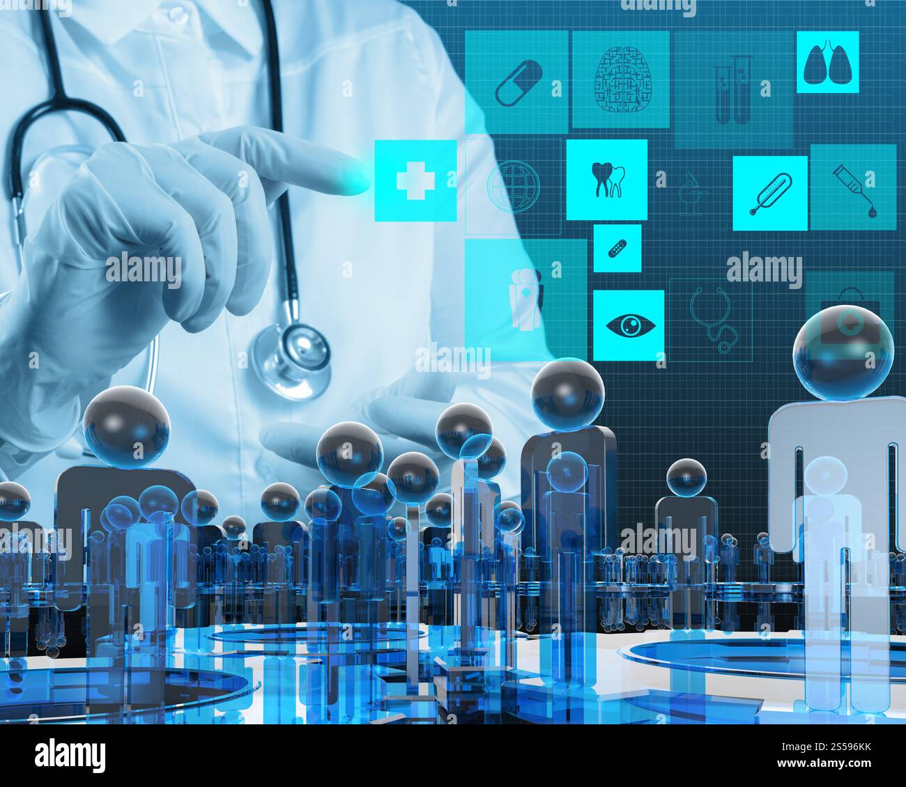 Docteur en médecine en collaboration avec l'interface de l'ordinateur moderne Banque D'Images