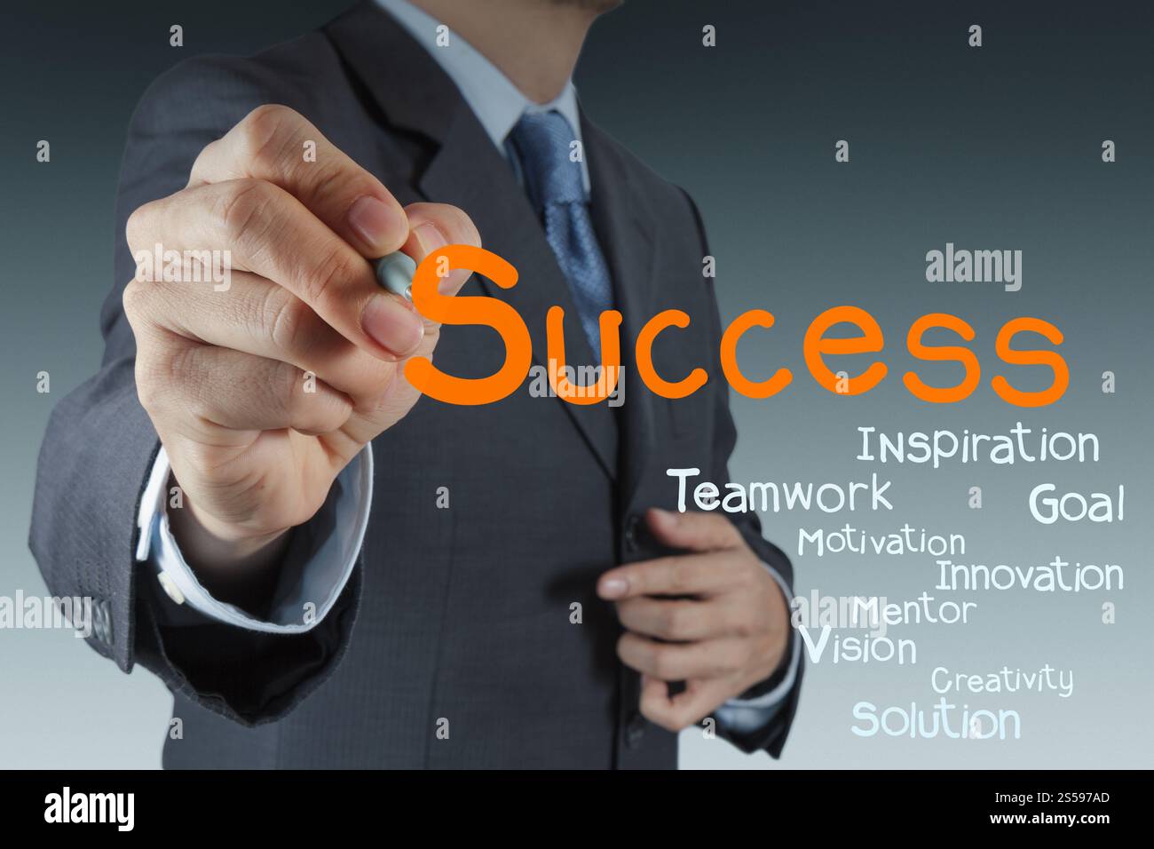 Solution d'affaires part en poussant le graphique sur une interface d'écran tactile Banque D'Images