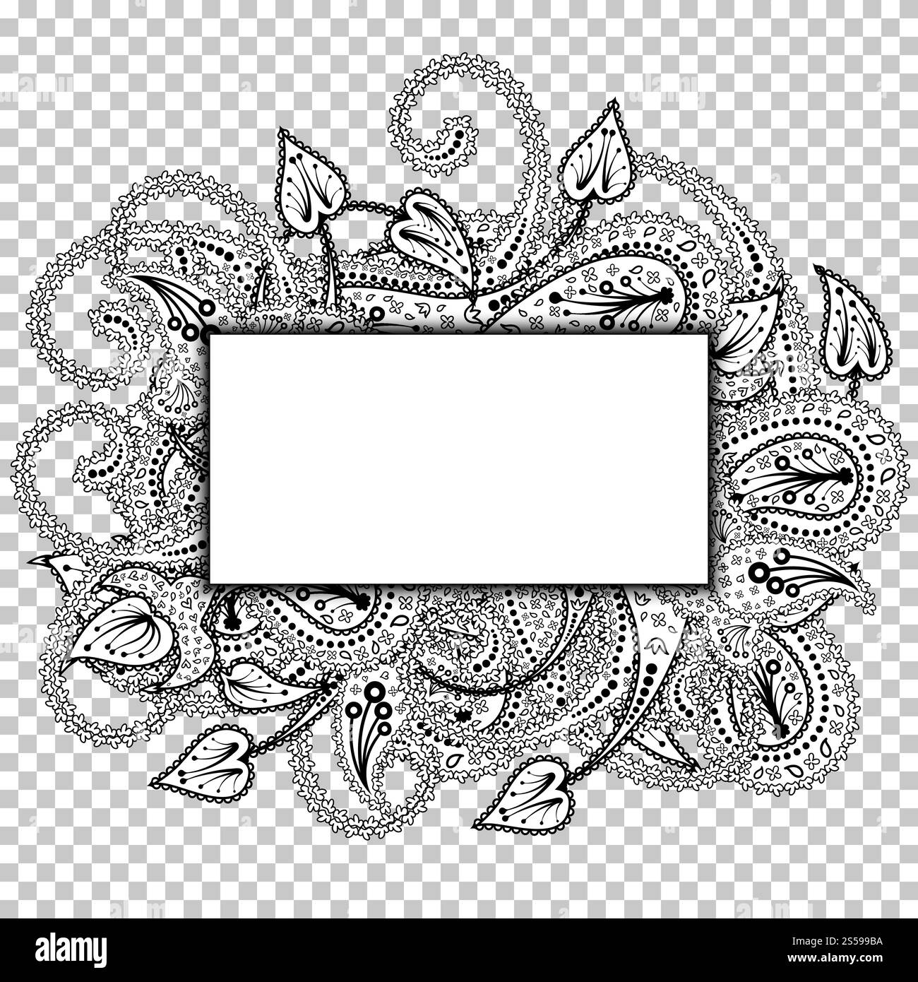 Copy-Space avec motif Paisley. La transparence de la conception de la grille. Vector Illustration. Illustration de Vecteur