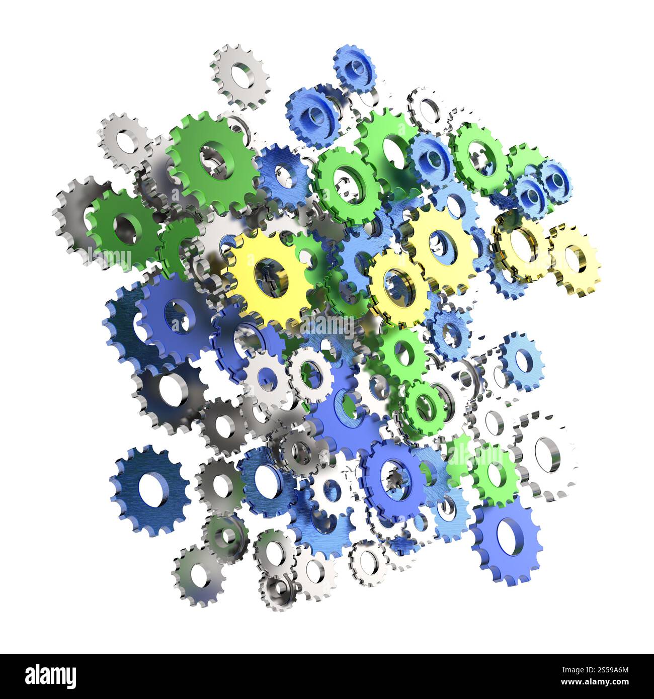 Engrenage cog 3d sur fond blanc Banque D'Images