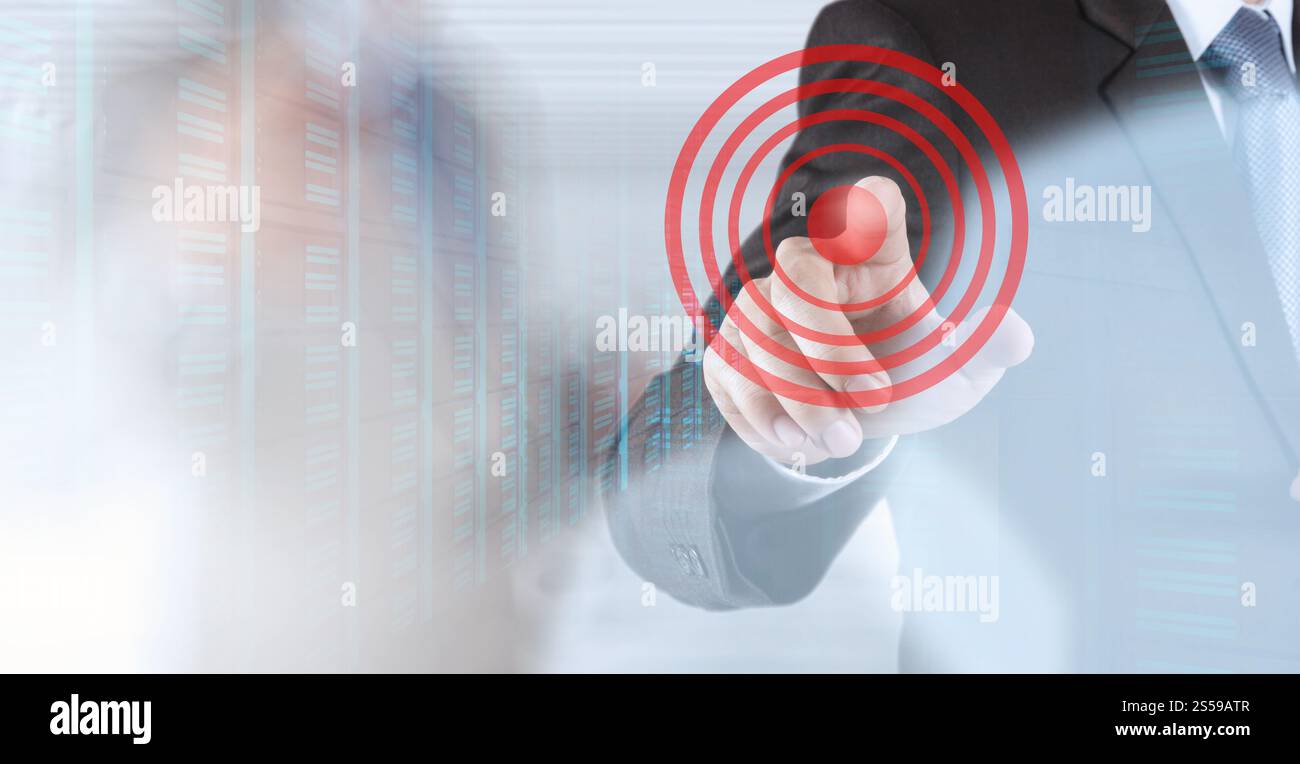 Businessman main montre le symbole du concept d'entreprise comme cible Banque D'Images