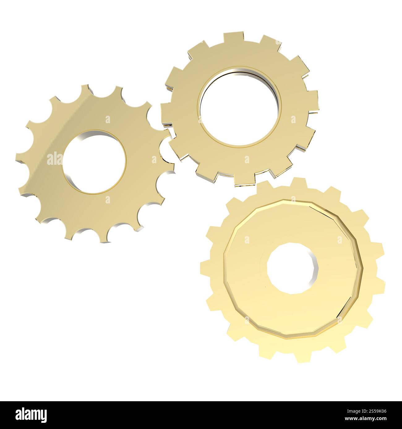 Cog 3d de l'or sur fond blanc Banque D'Images