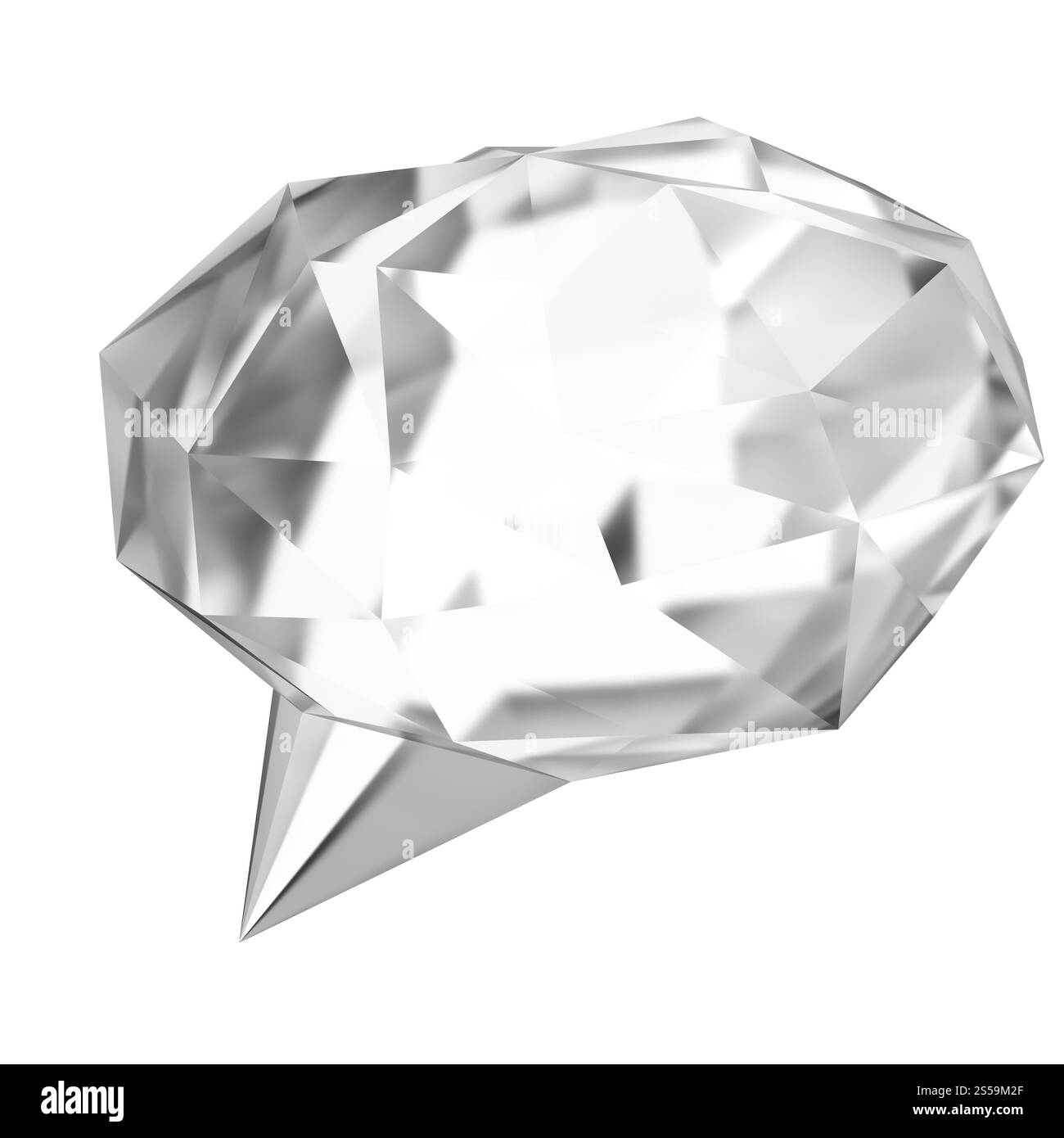 Low poly bulle géométrique sur fond blanc Banque D'Images