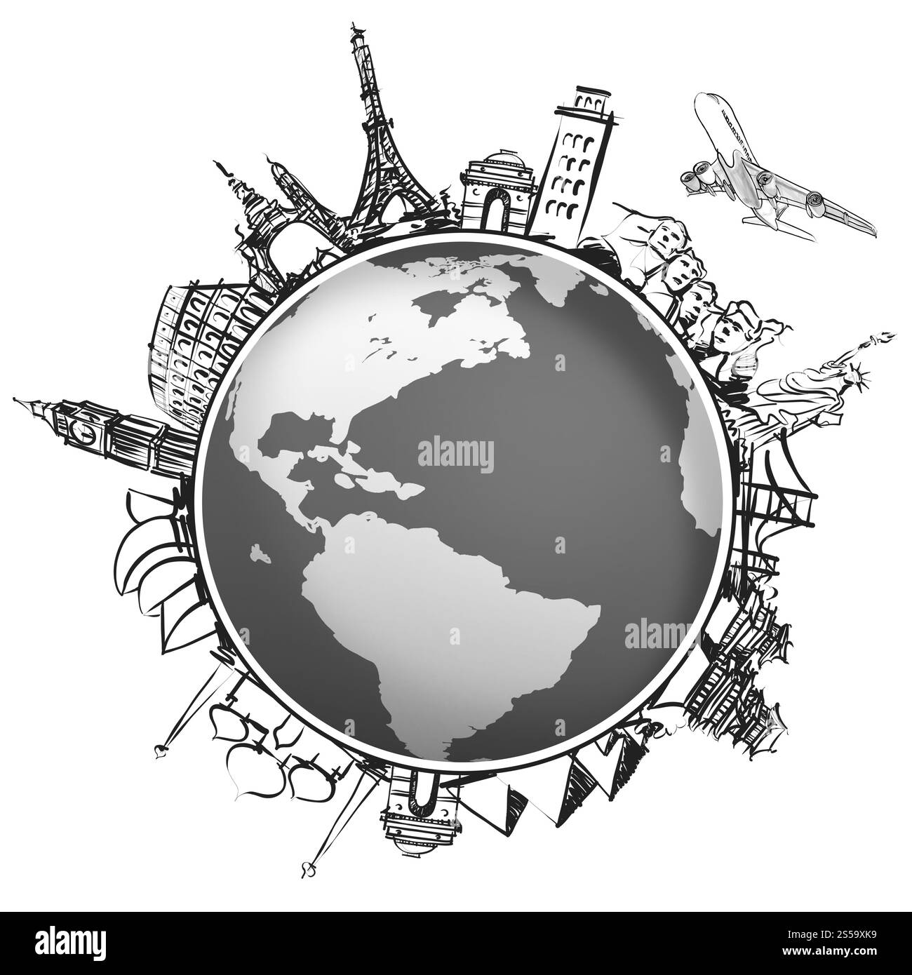 Voyager en avion dans le monde entier comme concept Banque D'Images