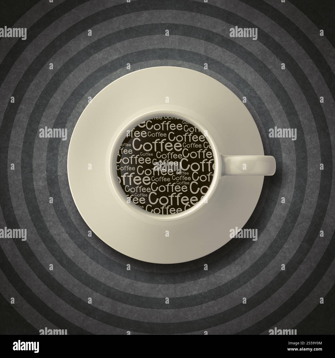 Tasse à café et 3d en texte comme côté concept style vintage Banque D'Images