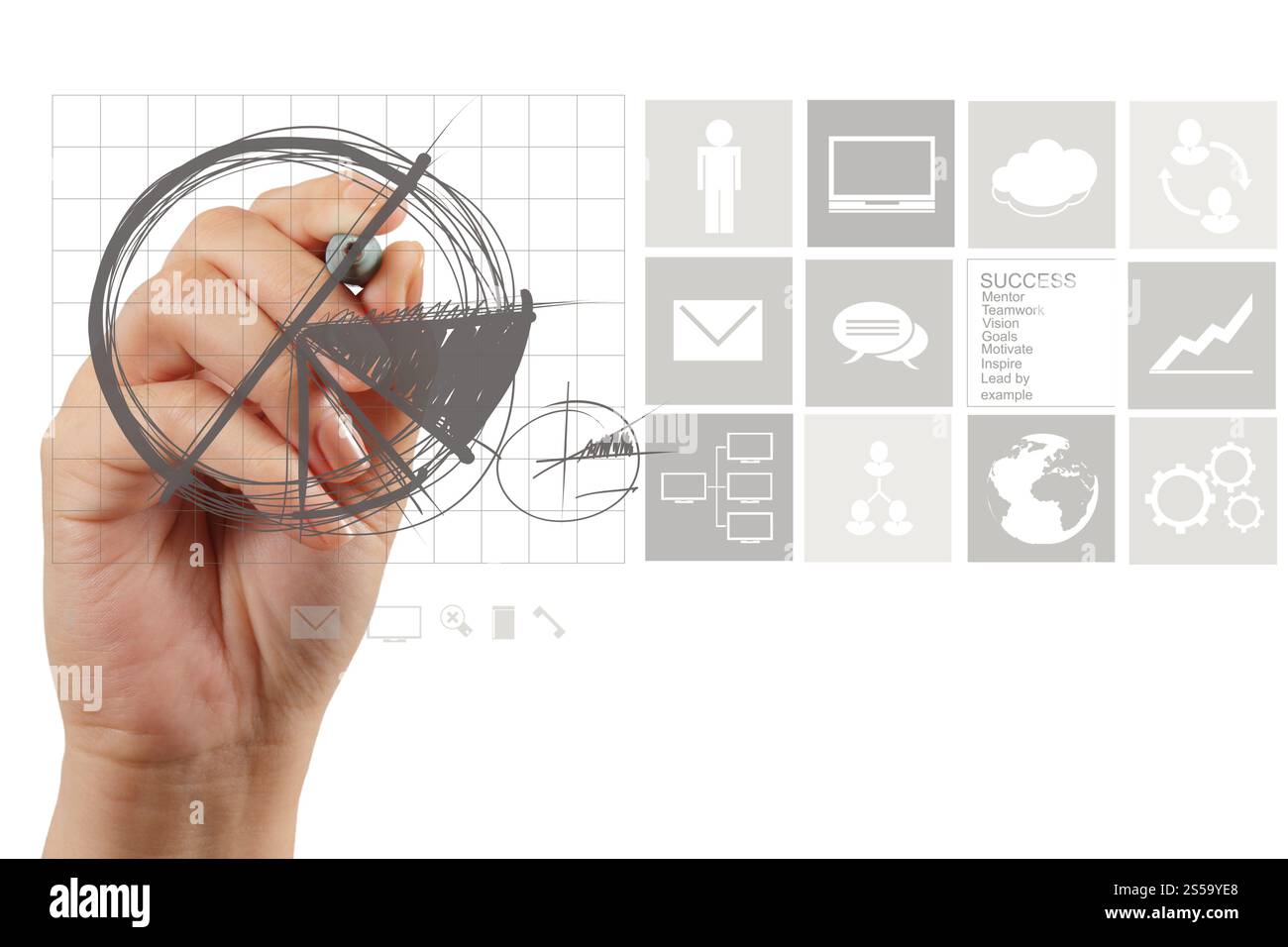 Businessman dessin graphique et stratégie d'entreprise comme concept Banque D'Images