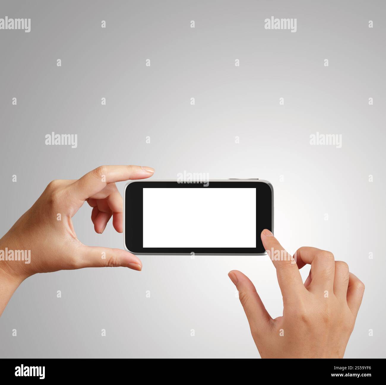 Femme main tenant la Phone tablet touch gadget ordinateur comme concept Banque D'Images