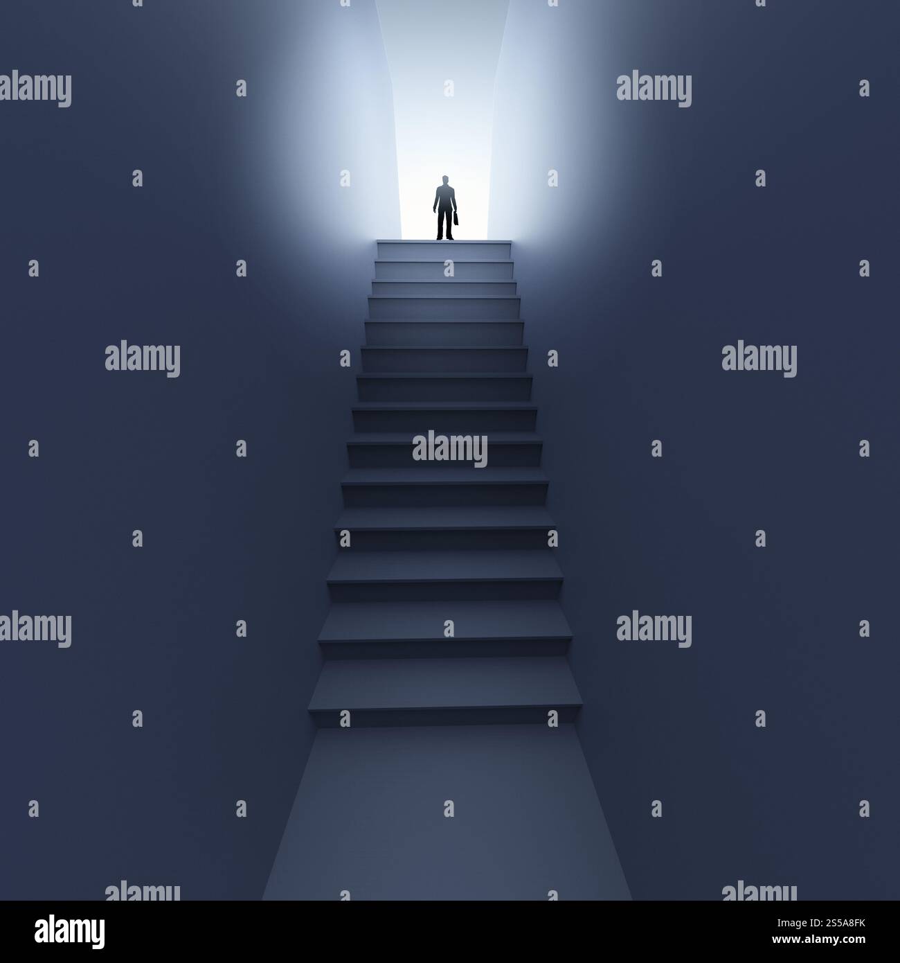 Silhouette homme debout avec retour en tant que concept Banque D'Images