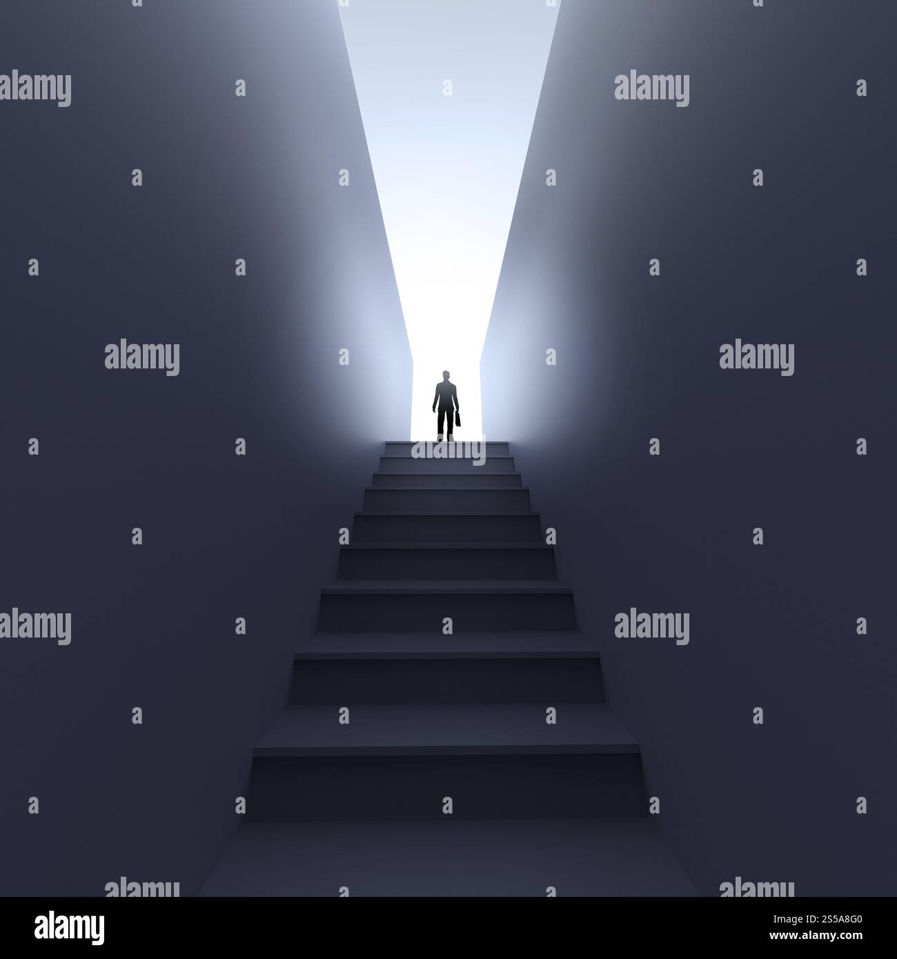 Silhouette homme debout avec retour en tant que concept Banque D'Images