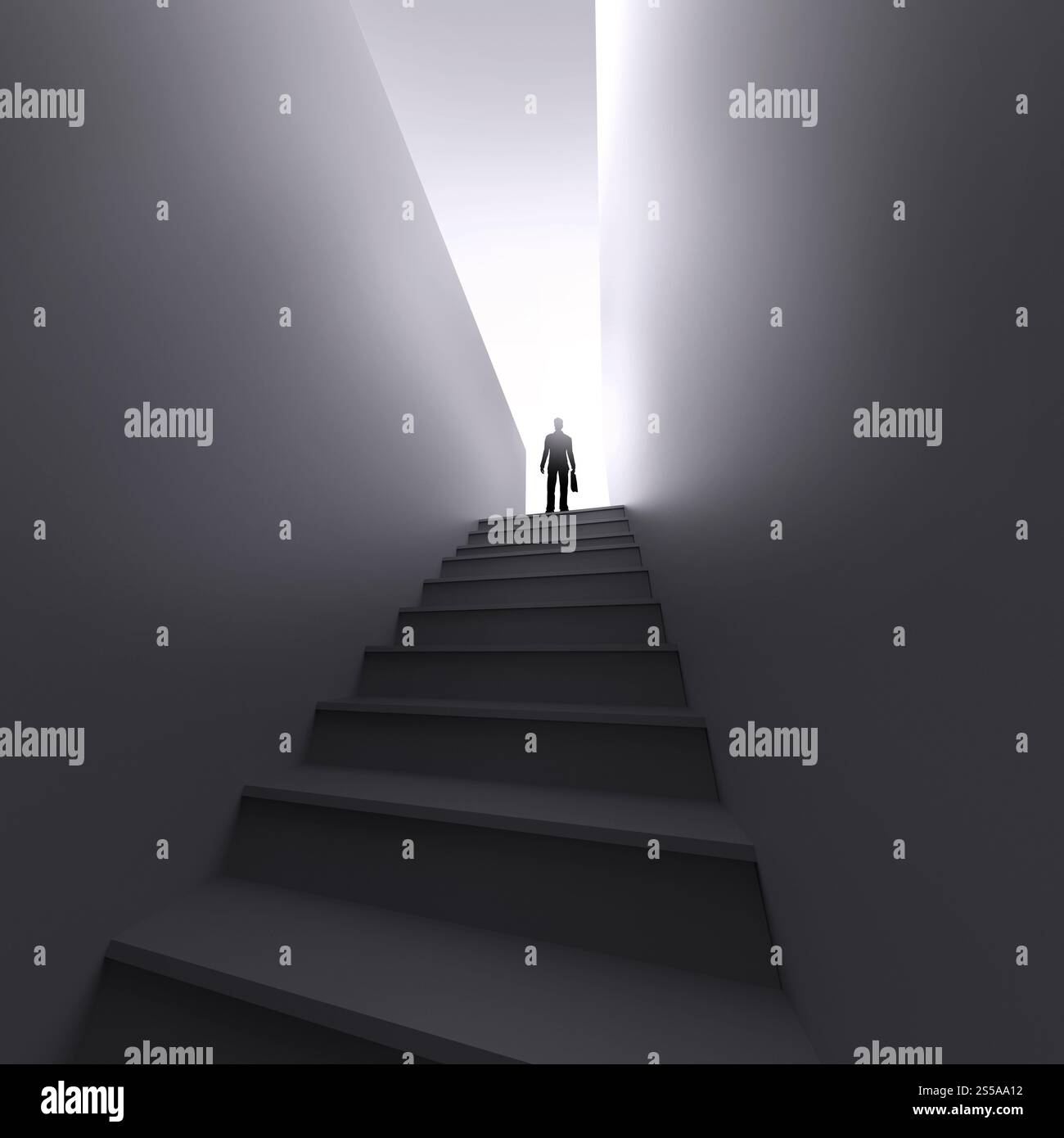 Silhouette homme debout avec retour en tant que concept Banque D'Images