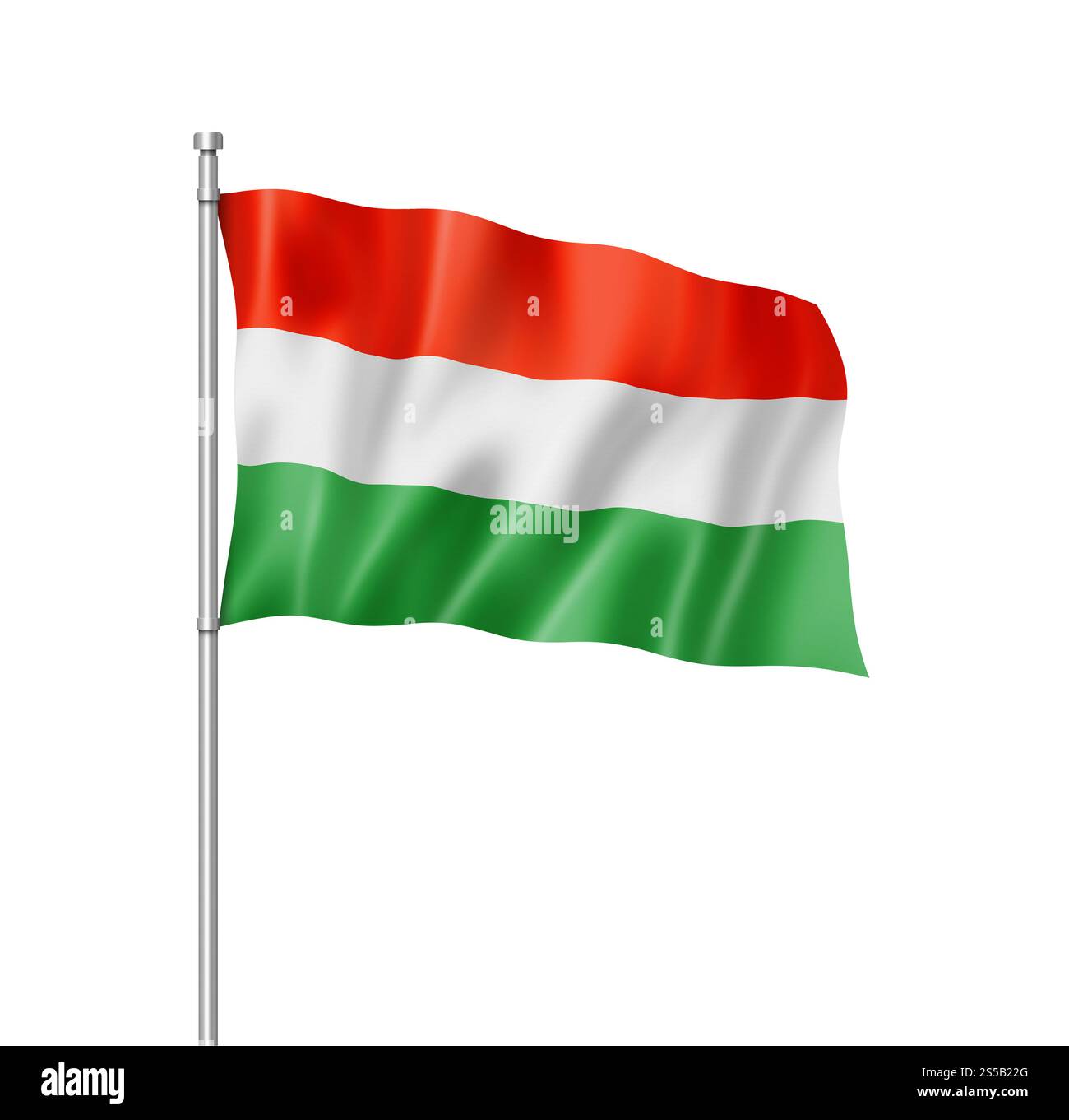 Drapeau de Hongrie, rendu tridimensionnel, isolé sur blanc. Drapeau hongrois isolé sur blanc Banque D'Images