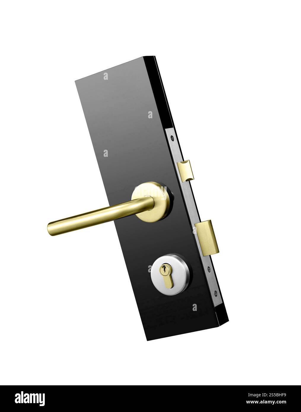 Serrure de porte isolée sur blanc Banque D'Images