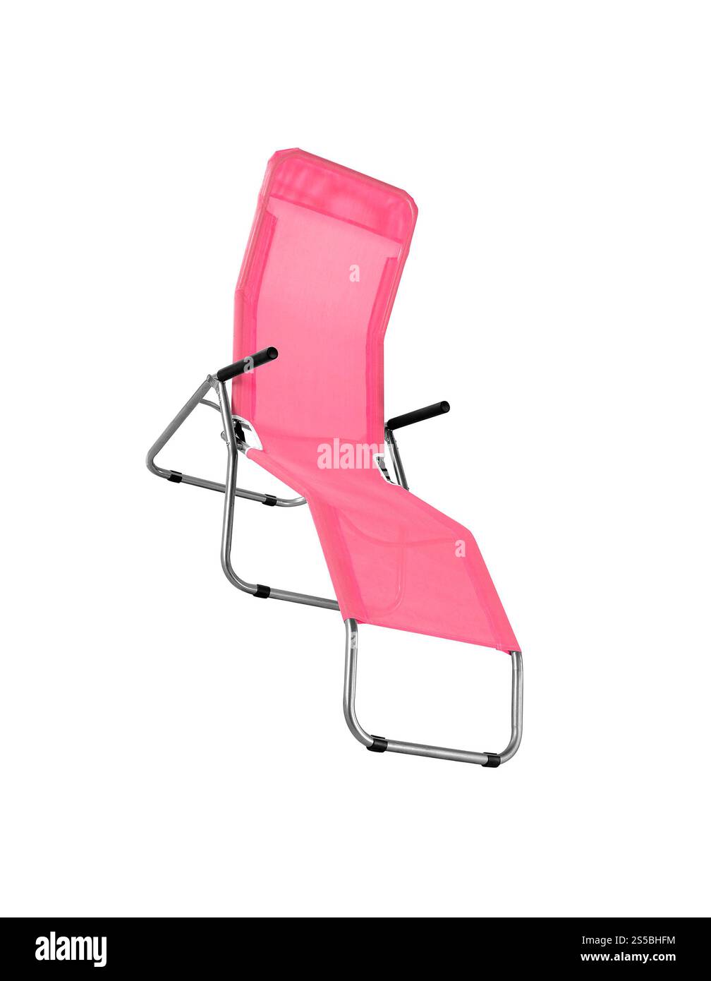 chaise longue de plage isolée sur fond blanc Banque D'Images