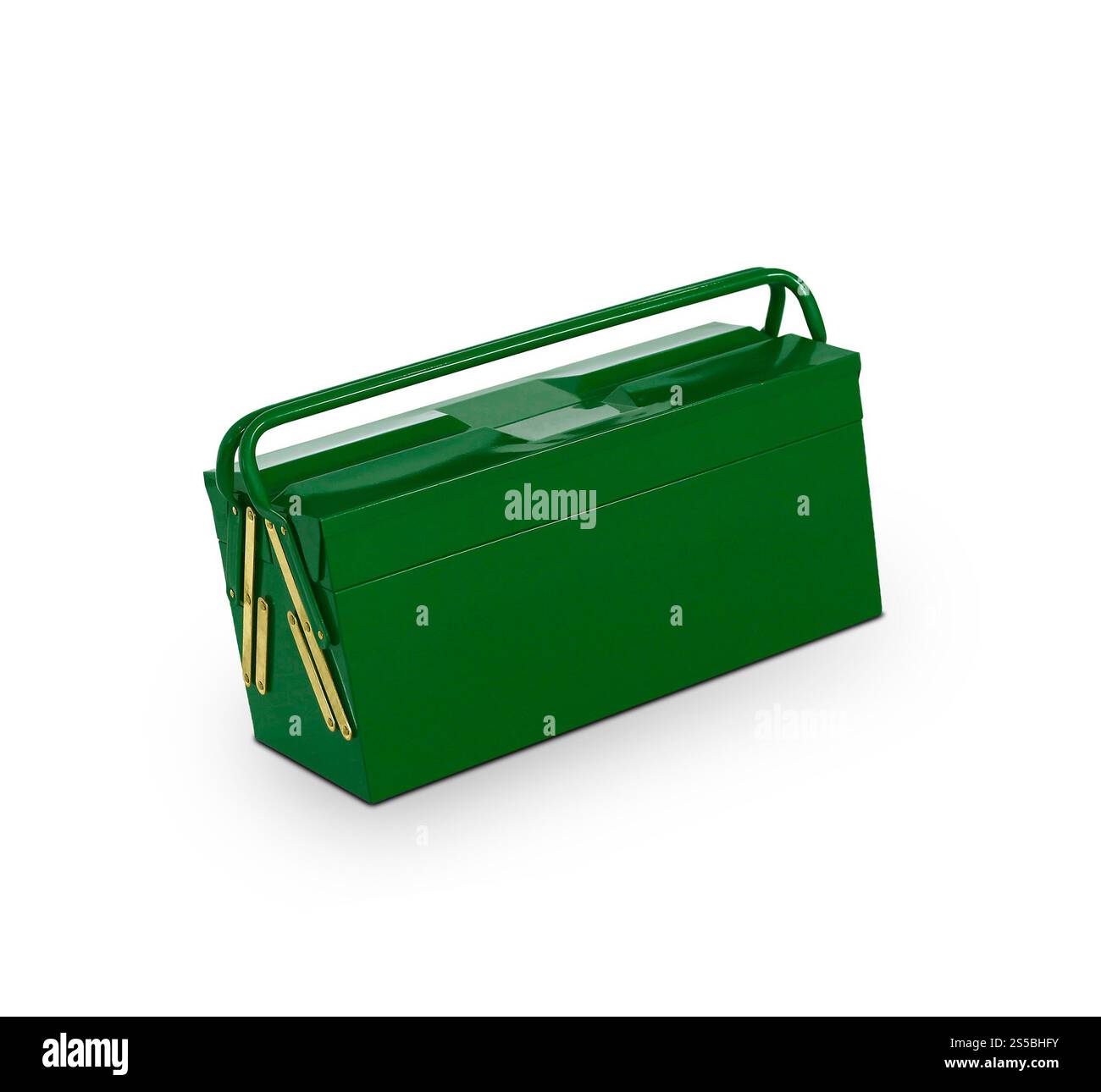 Boîte à outils verte isolée sur blanc Banque D'Images