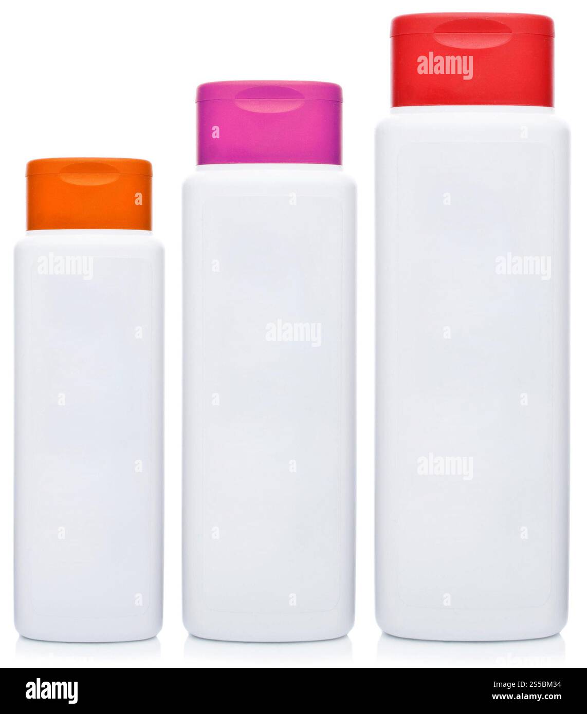 ensemble de bouteilles cosmétiques isolées sur fond blanc. ensemble de flacons cosmétiques isolés sur blanc Banque D'Images