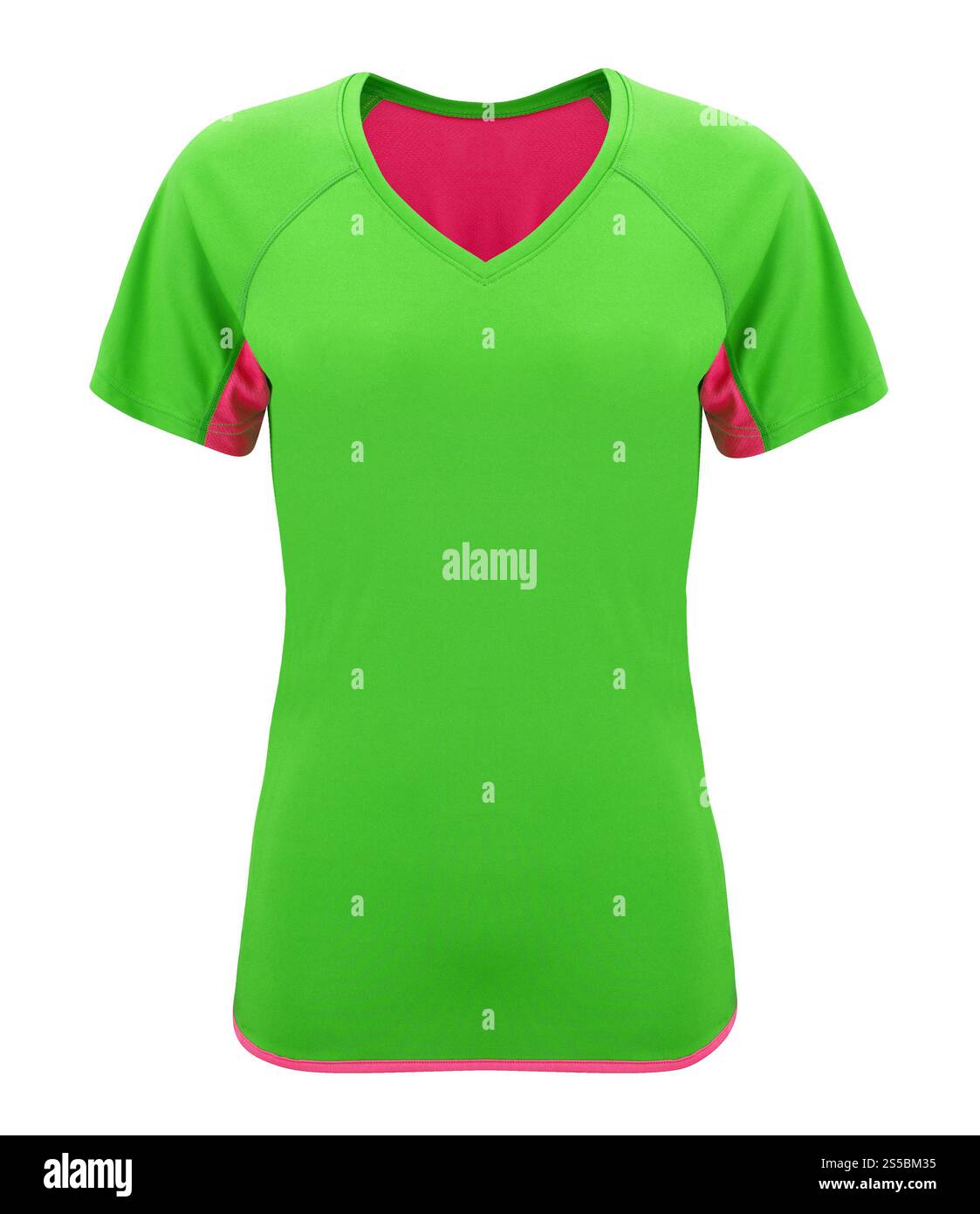 T-shirt femme bleu isolé sur fond blanc closeup. T-shirt femme bleu isolé sur fond blanc Banque D'Images