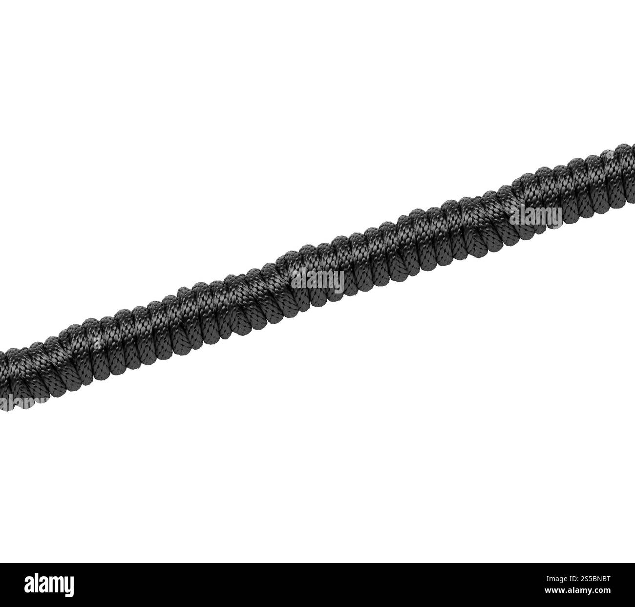 cordage noir isolé sur fond blanc. cordage noir - sur blanc Banque D'Images