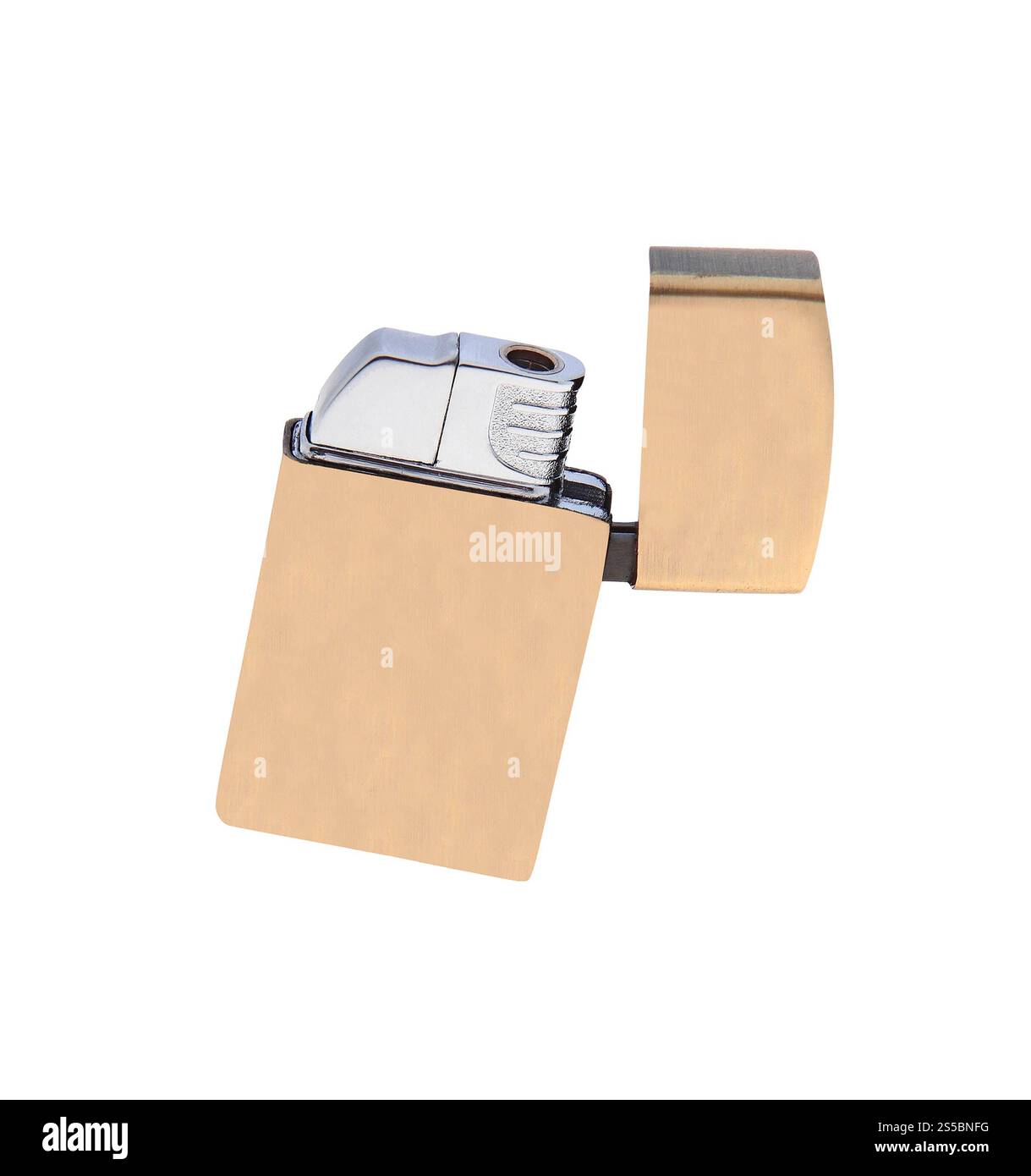 briquet zippo en métal isolé sur blanc. briquet zippo en métal Banque D'Images