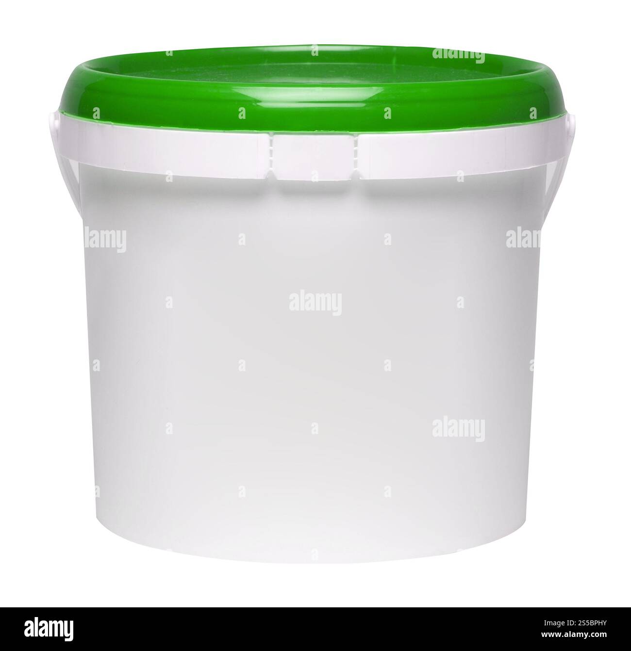Récipient en plastique sur fond blanc. Récipient en matière plastique Banque D'Images