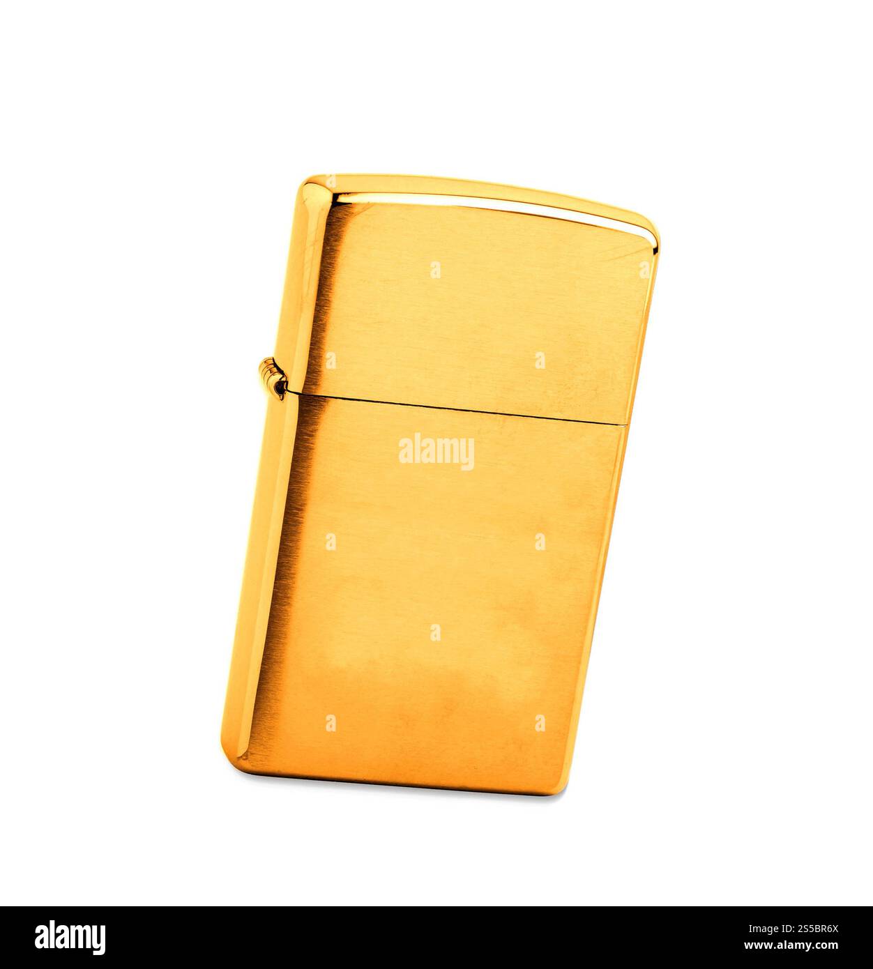plus clair doré sur fond blanc. briquet doré Banque D'Images