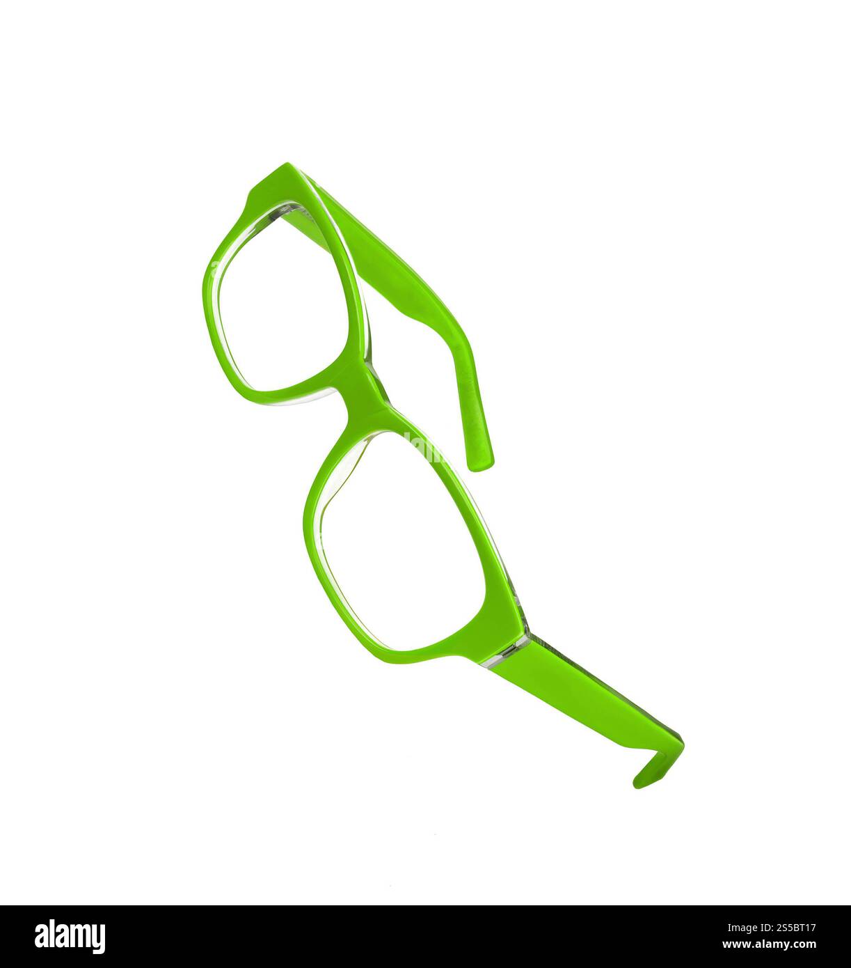 Lunettes vertes isolées sur fond blanc. Verres verts isolés sur blanc Banque D'Images