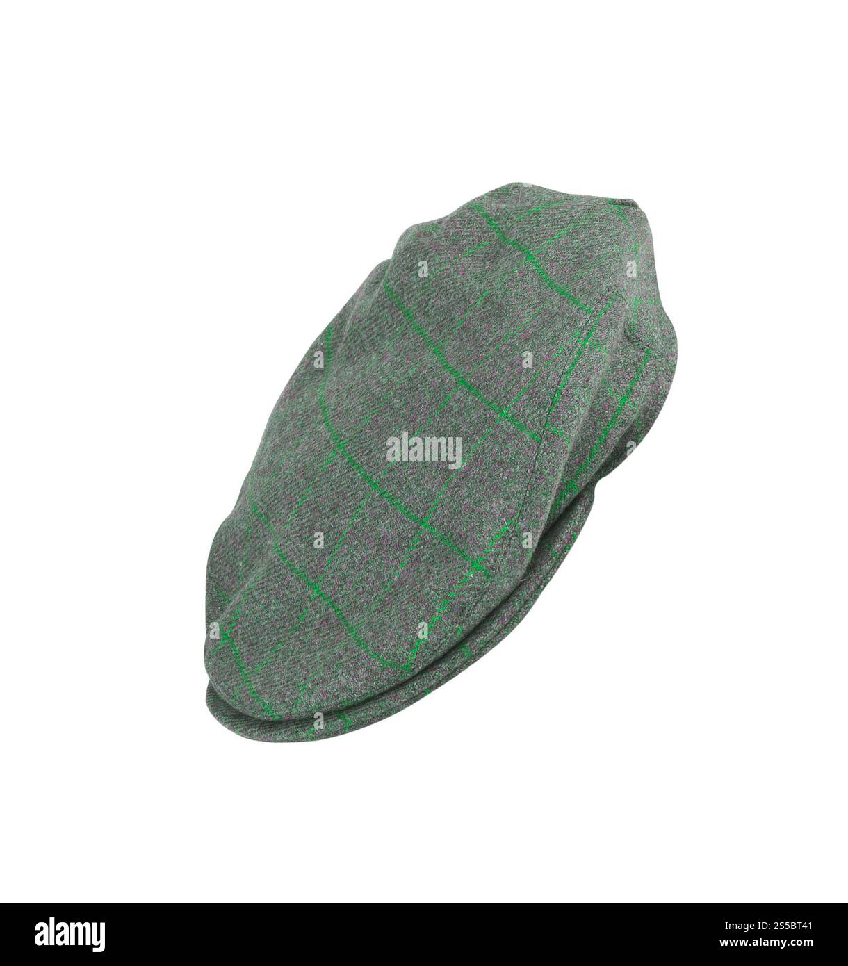 chapeau vert feutre mans isolé sur fond blanc. casquette mans en feutre vert isolée sur blanc Banque D'Images