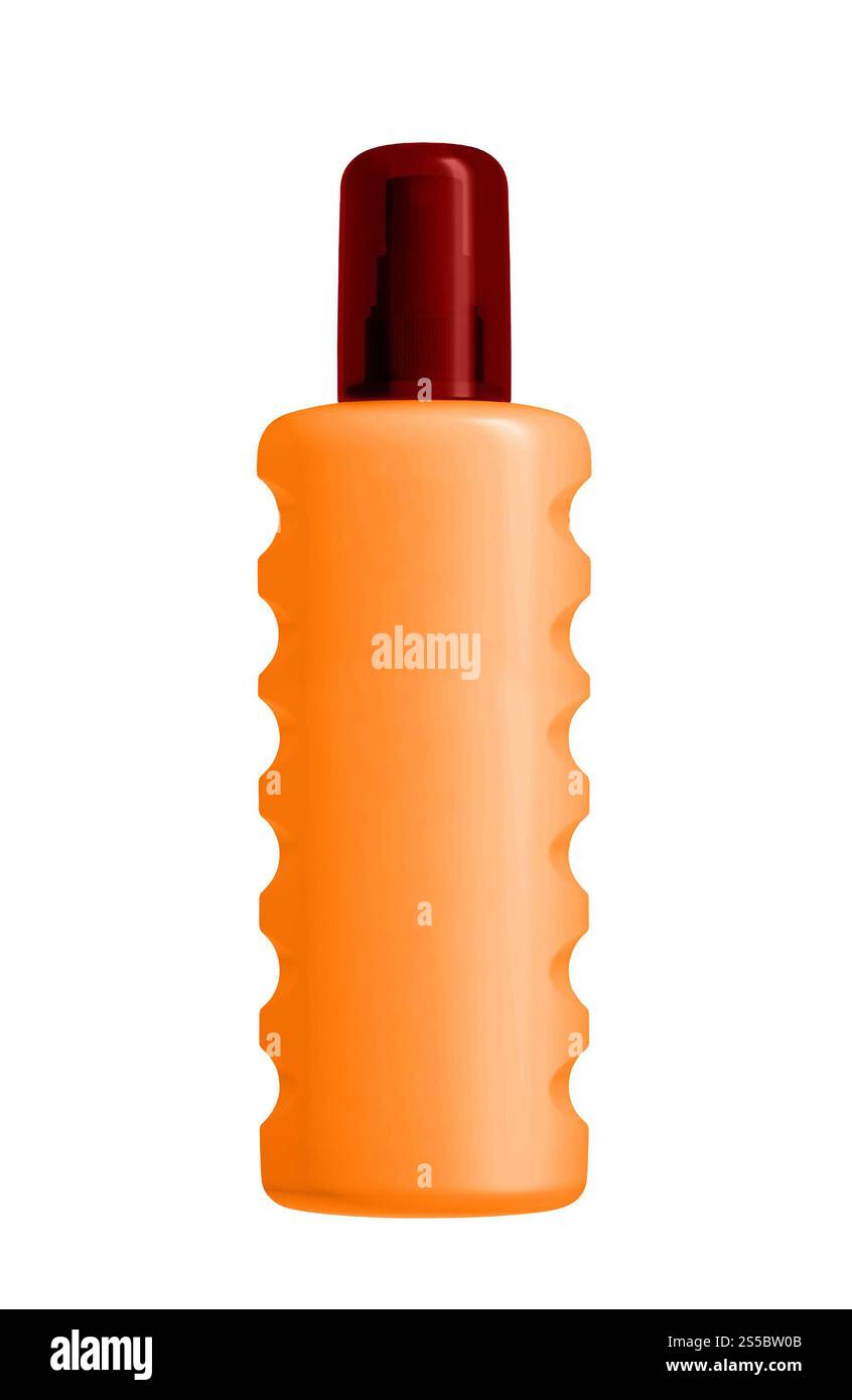 Bouteille de crème solaire isolée sur le fond blanc. Bouteille de crème solaire isolée Banque D'Images