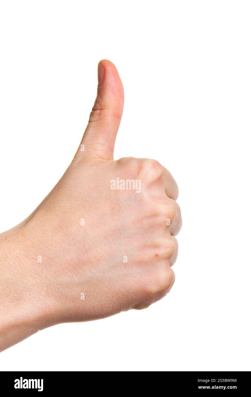 main avec le pouce vers le haut isolé sur fond blanc. main avec le pouce vers le haut isolé Banque D'Images