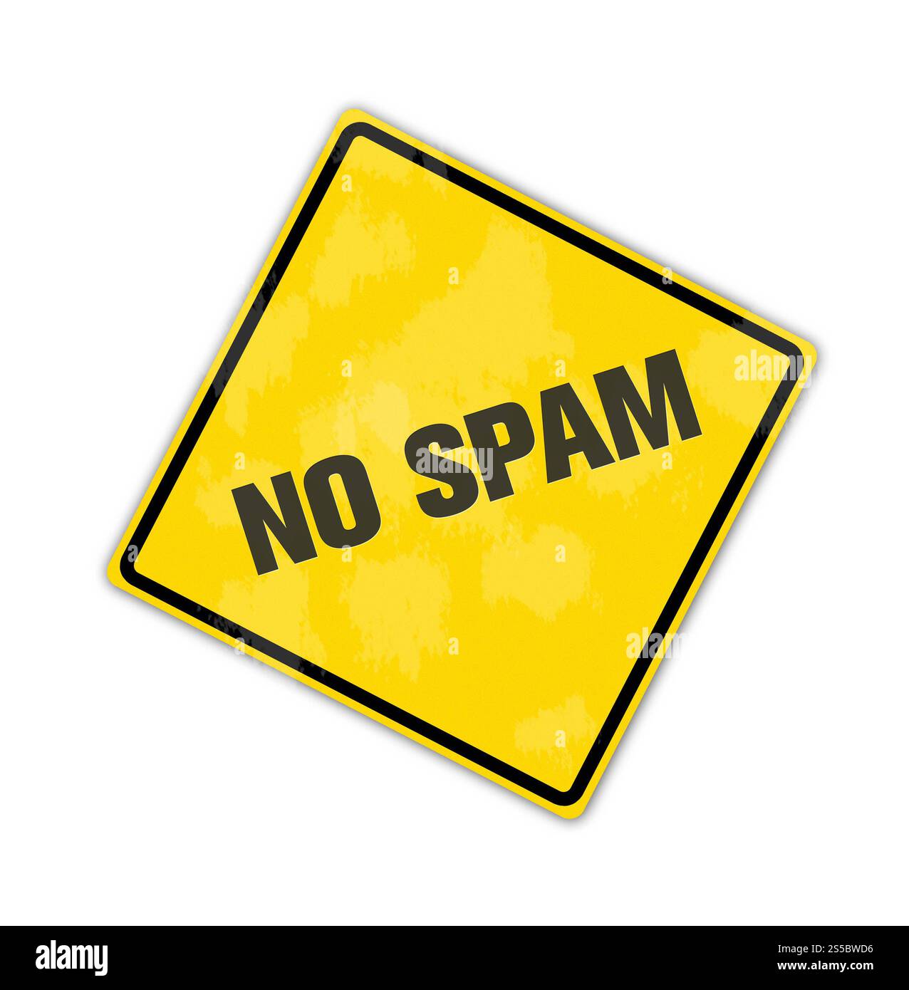 signe de spam jaune isolé sur fond blanc. signe jaune de spam Banque D'Images