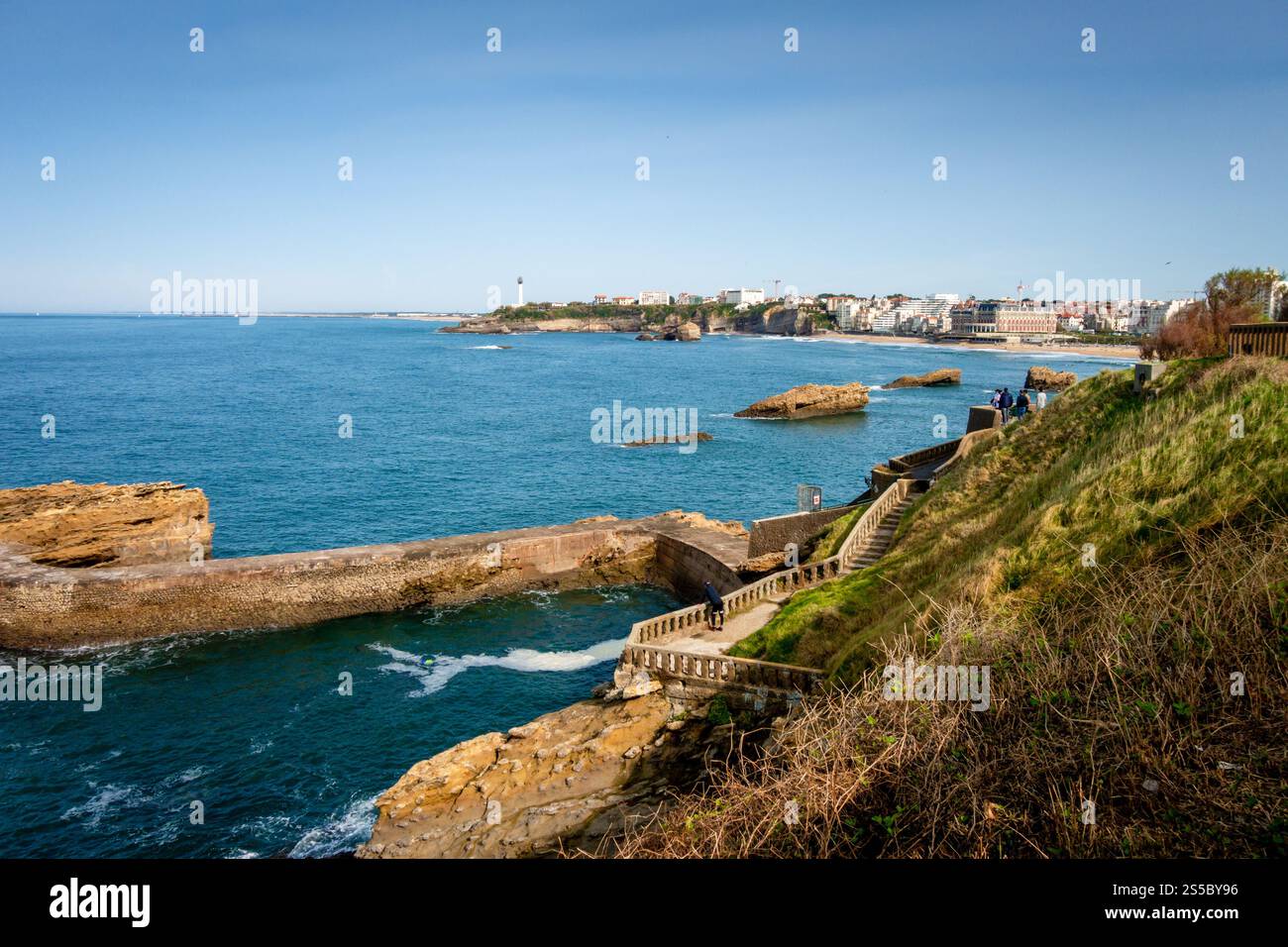 Gamaritz Dam rocher et bord de mer. Ville de Biarritz, France. Barrage de Gamaritz rocher et bord de mer à biarritz Banque D'Images