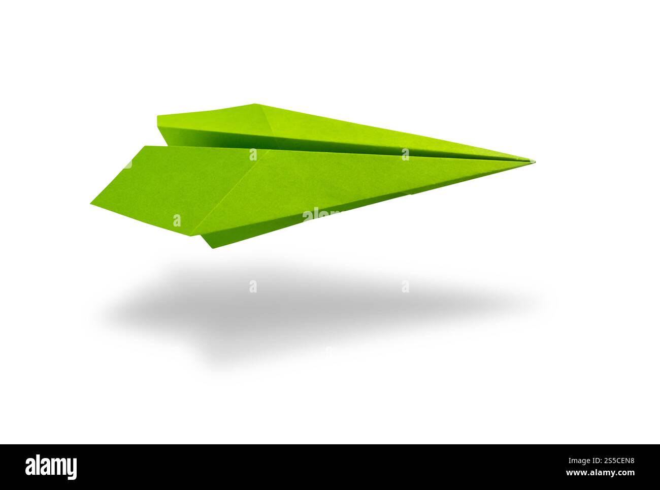 Origami plan de papier vert isolé sur un fond blanc vierge. Origami plan de papier vert isolé sur un fond blanc Banque D'Images