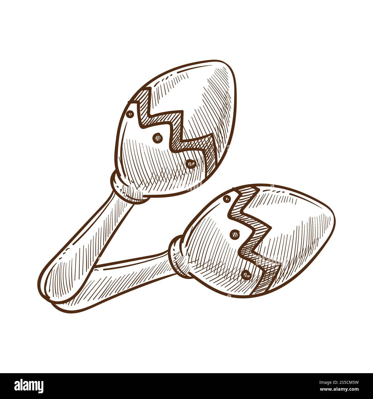 Maracas instrument national de percussion monochrome croquis. Paire de gourde creuse clublike ou conteneurs en forme de gourde remplis de galets de haricots ou d'objets similaires isolés sur illustration vectorielle. Maracas instrument national de percussion illustration vectorielle monochrome d'esquisse Illustration de Vecteur