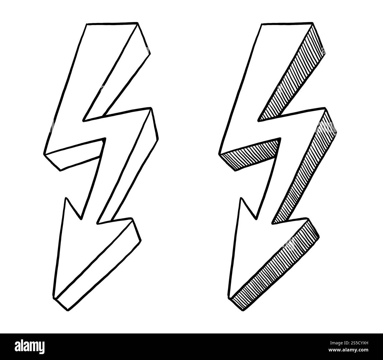 Dessin fait à la main d'un éclair. Dessin de concept simple pour une idée, le succès et le brainstorming. Banque D'Images Dessin fait à la main d'un éclair. Dessin de concept simple pour une idée, le succès et le brainstorming. Banque D'Images