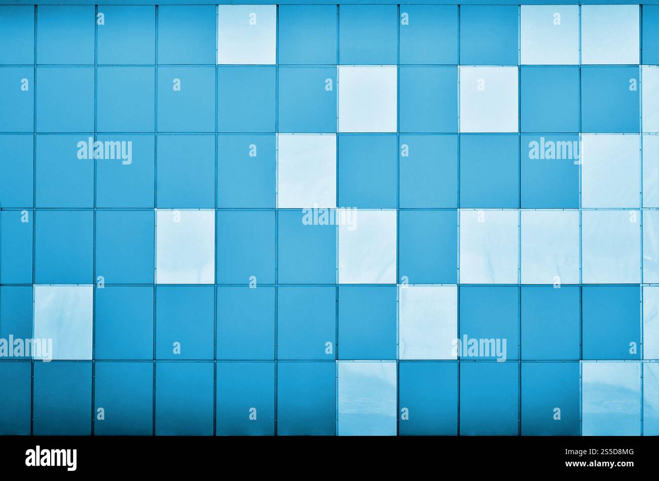 La texture du mur métallique, encadrée sous la forme de carrés colorés de deux couleurs. Conception murale moderne pour l'extérieur du résidentiel et du bureau Banque D'Images