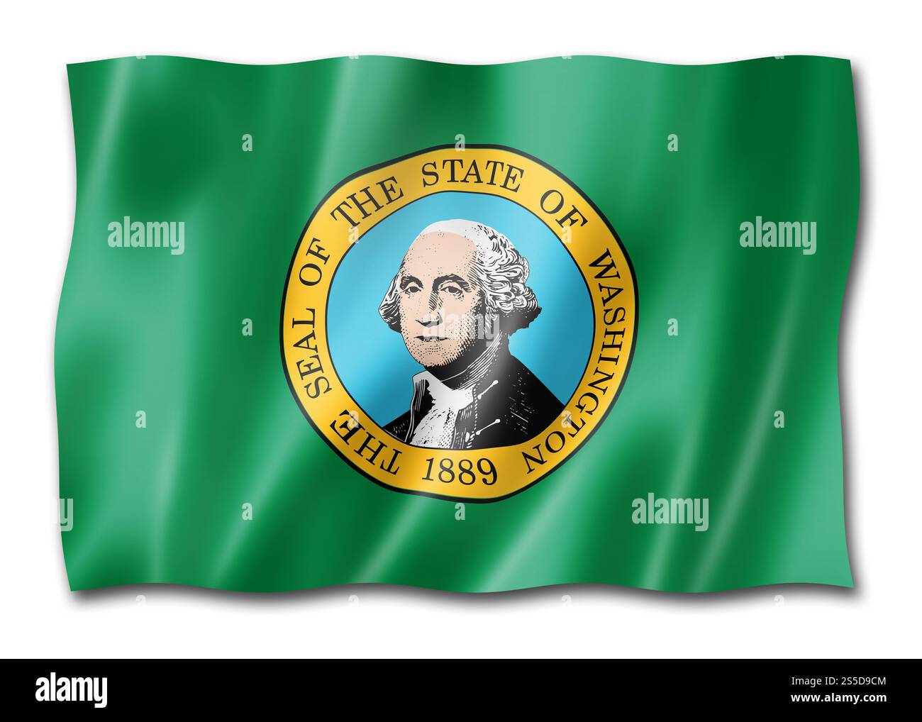 Drapeau de Washington, états-unis agitant la collection de bannières. Illustration 3D. Drapeau de Washington, États-Unis Banque D'Images