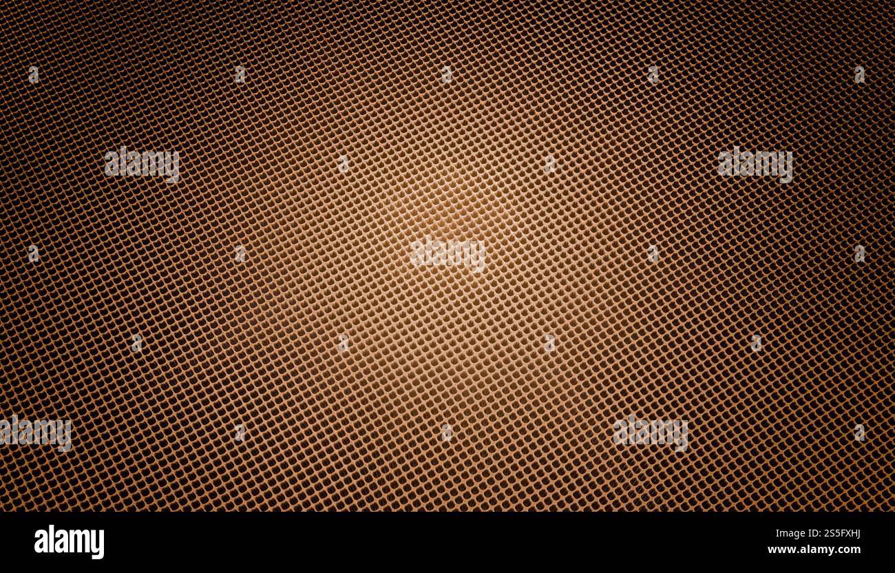 Illustration, gros plan d'une texture de maille brune avec un motif en nid d'abeilles. Banque D'Images