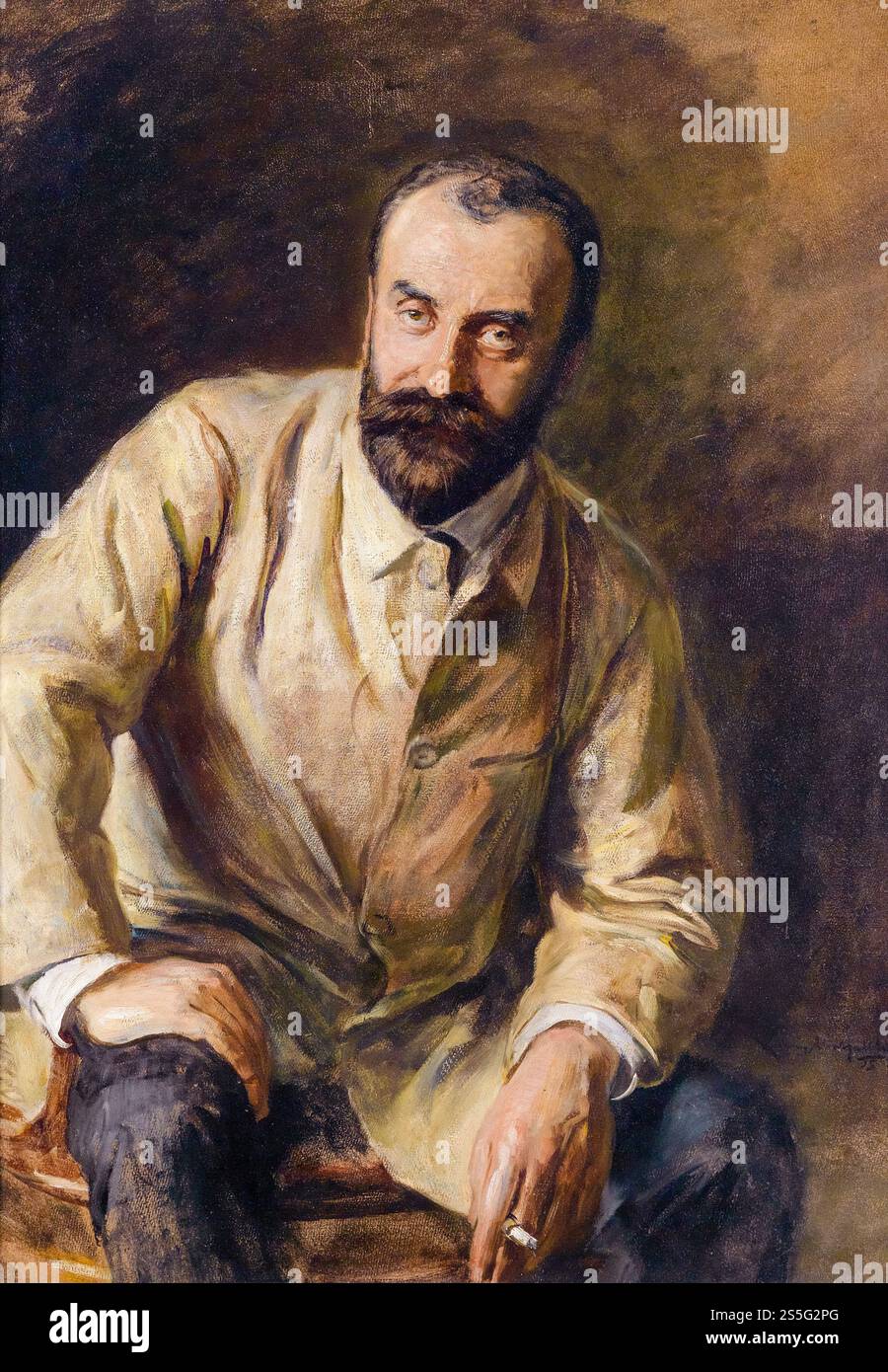 Carl Moll (1861-1945), peintre autrichien, portrait peint à l'huile sur carton par Ludwig Michalek, 1905 Banque D'Images