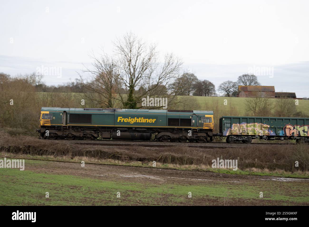 Locomotive diesel Freightliner classe 66 n° 66622, Warwickshire, Royaume-Uni Banque D'Images